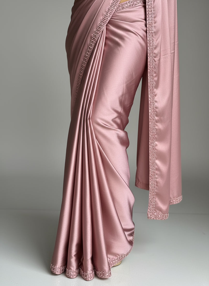 Rashmika mandanna celebrity inspired satin crepe saree