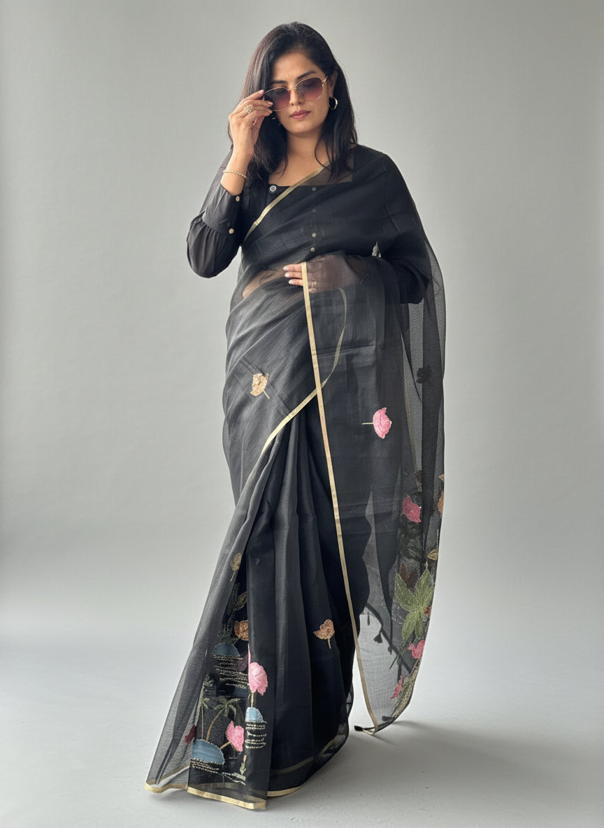 Black Kota checks 11 saree