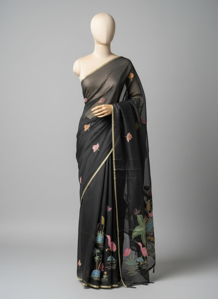 Black Kota checks 11 saree