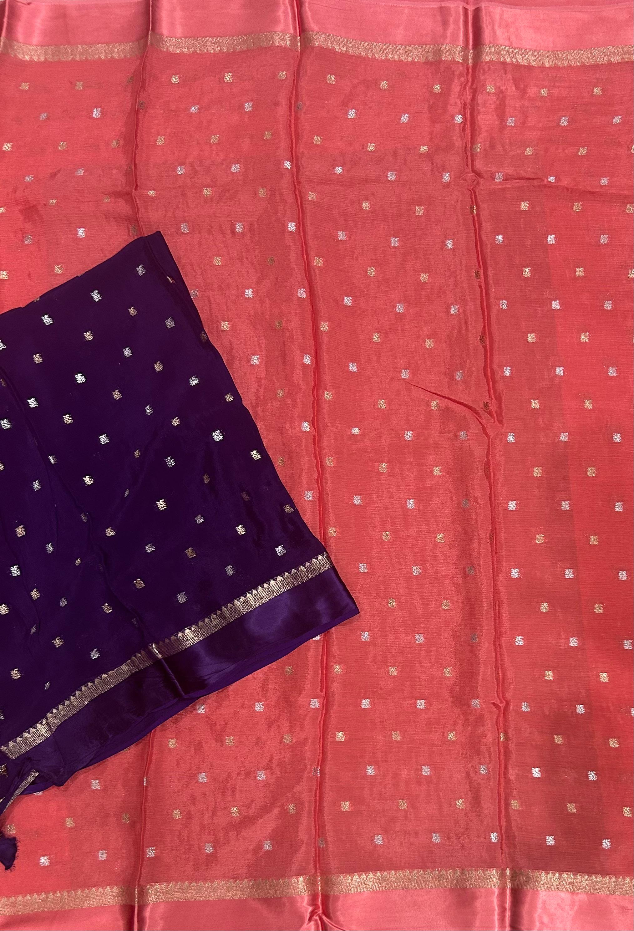 Pastel pink satin border chinnon 104 saree