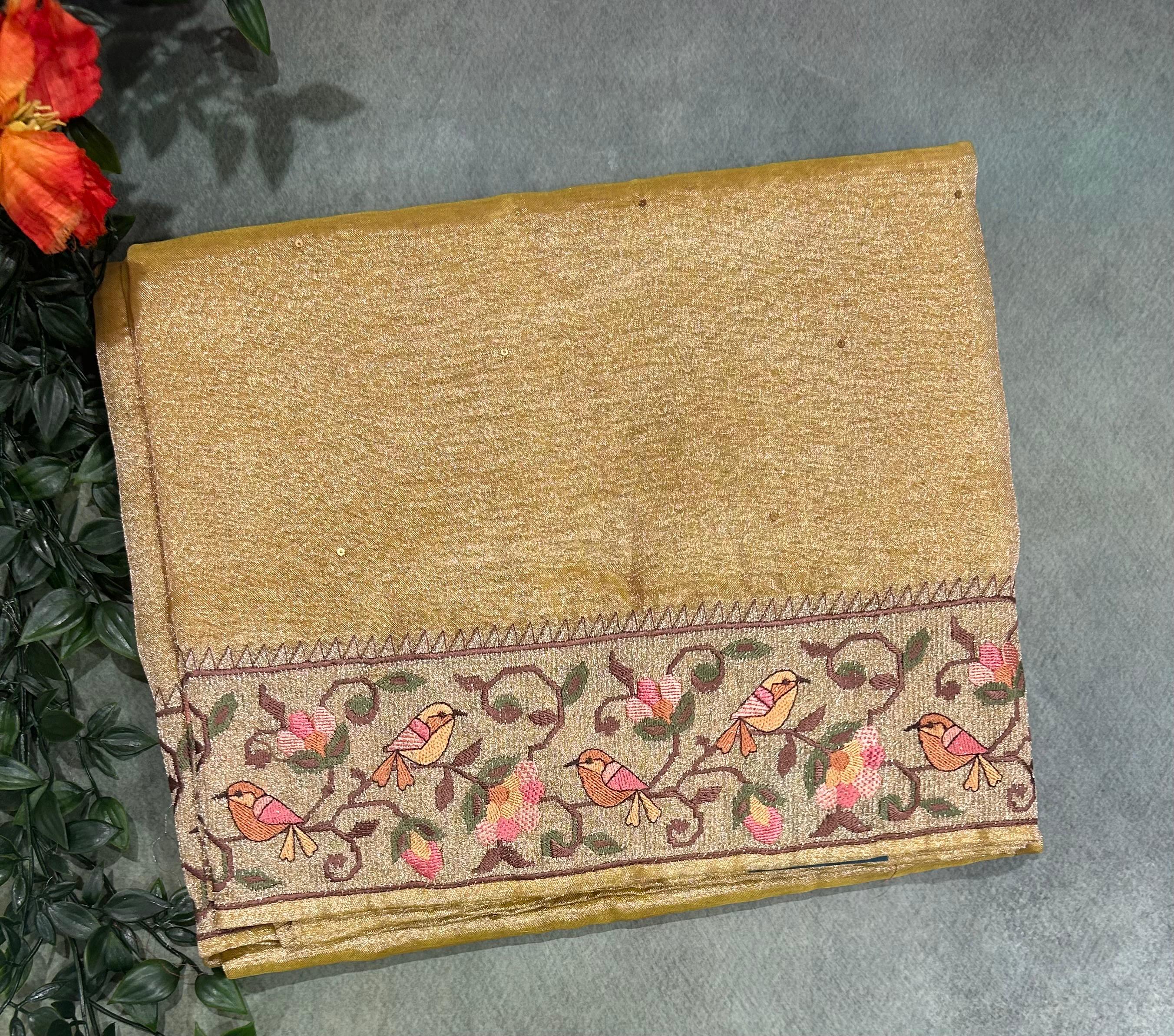Golden Elegant Crush tissue-11 saree