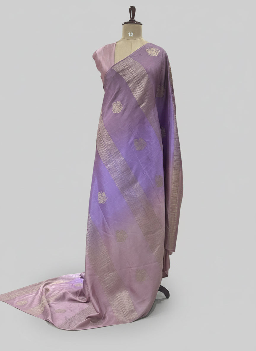 Light purple borderless pure mysore crepe silk saree