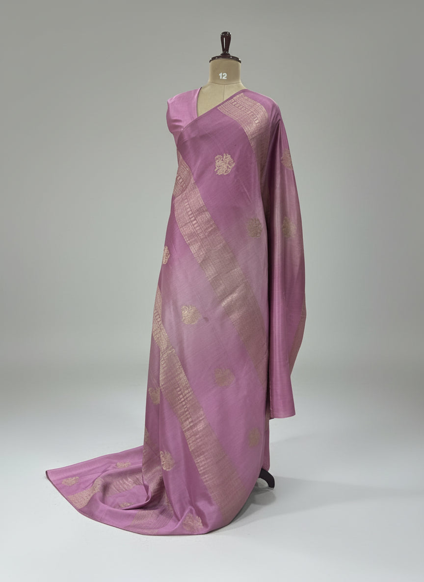 Light wine borderless pure mysore crepe silk saree