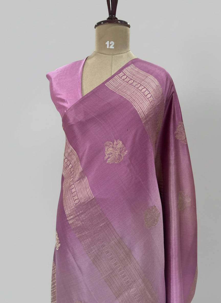Light wine borderless pure mysore crepe silk saree
