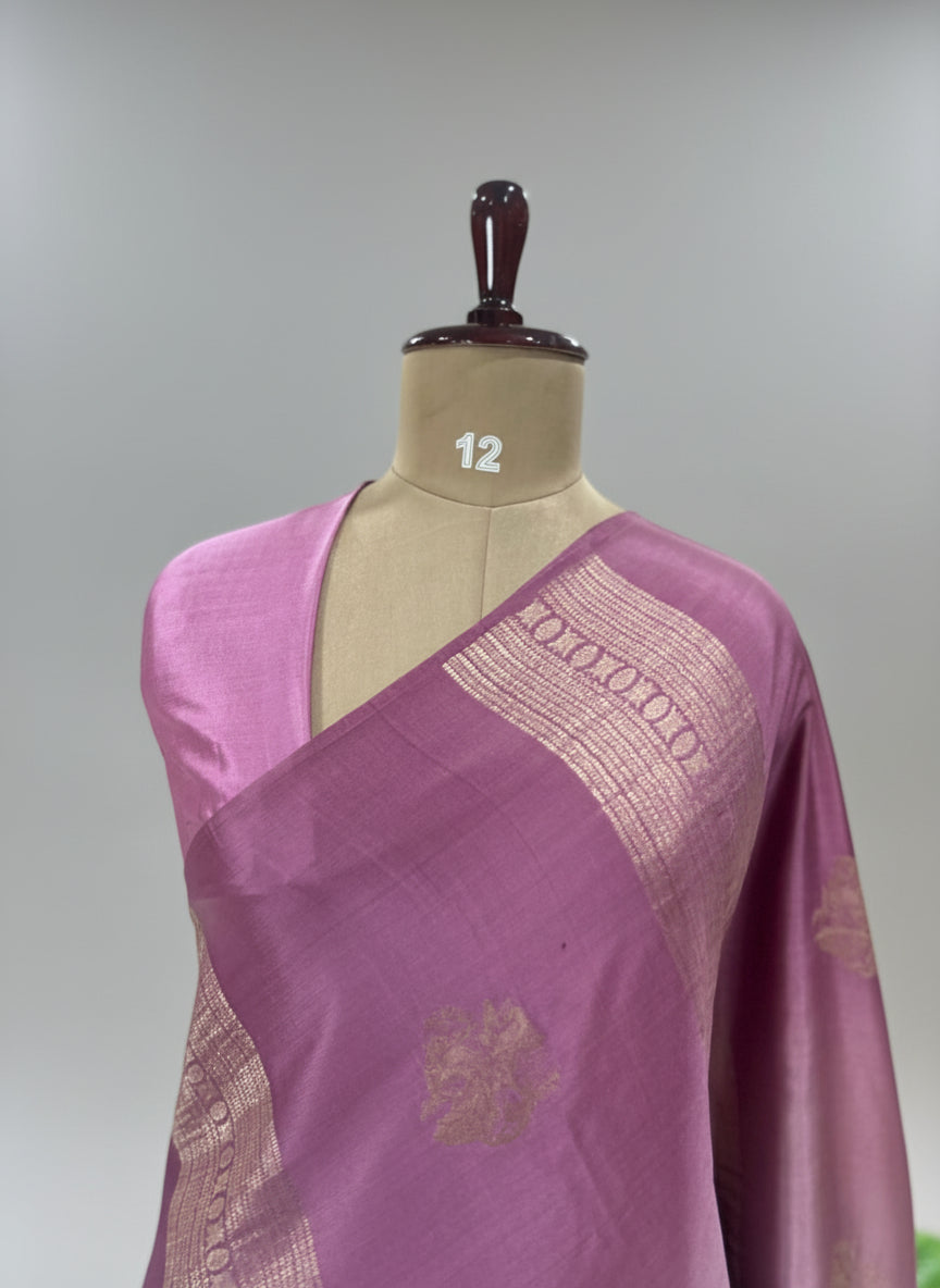 Light wine borderless pure mysore crepe silk saree