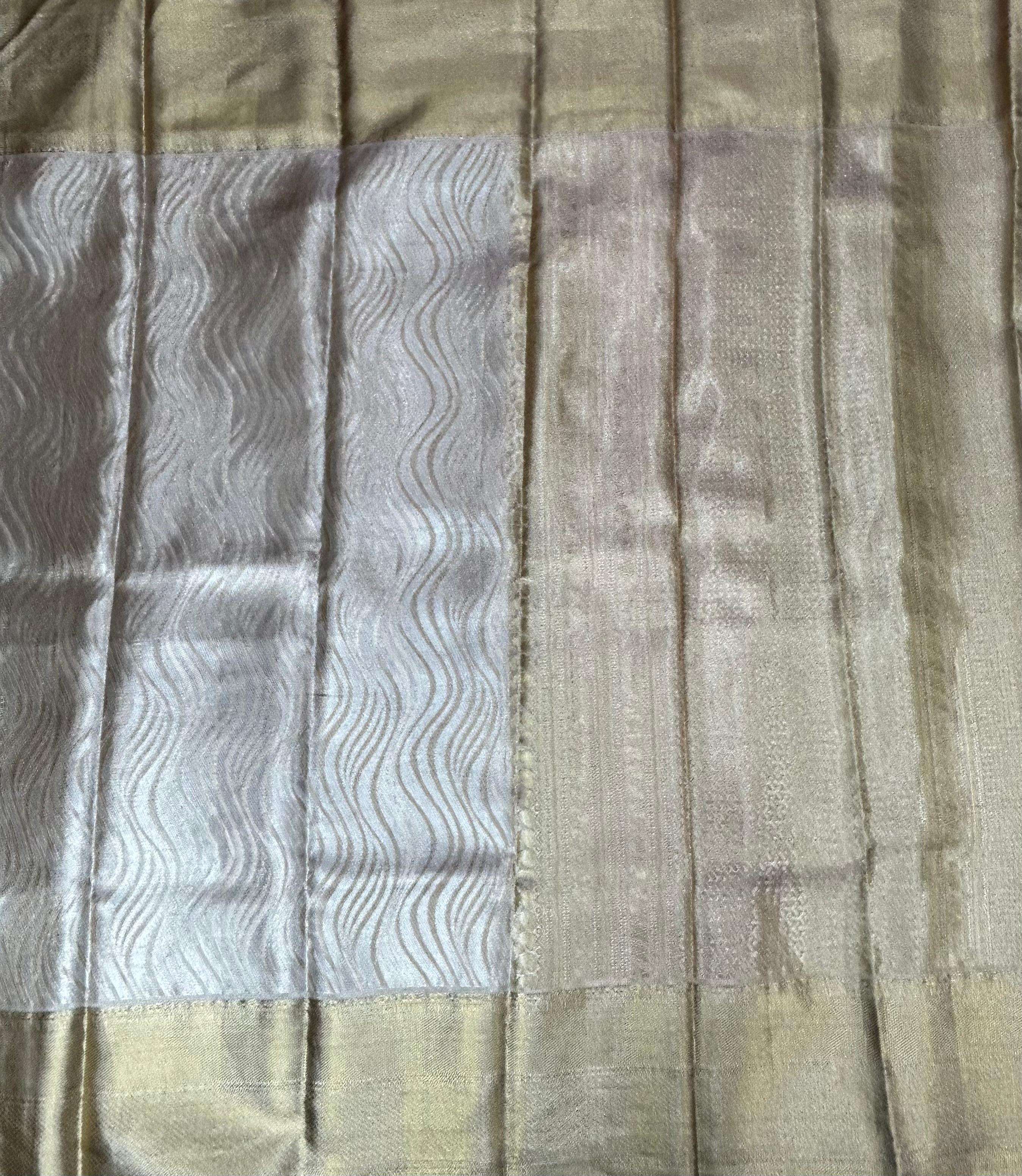 Sliver shade stripes design pure kanchipuram silk saree