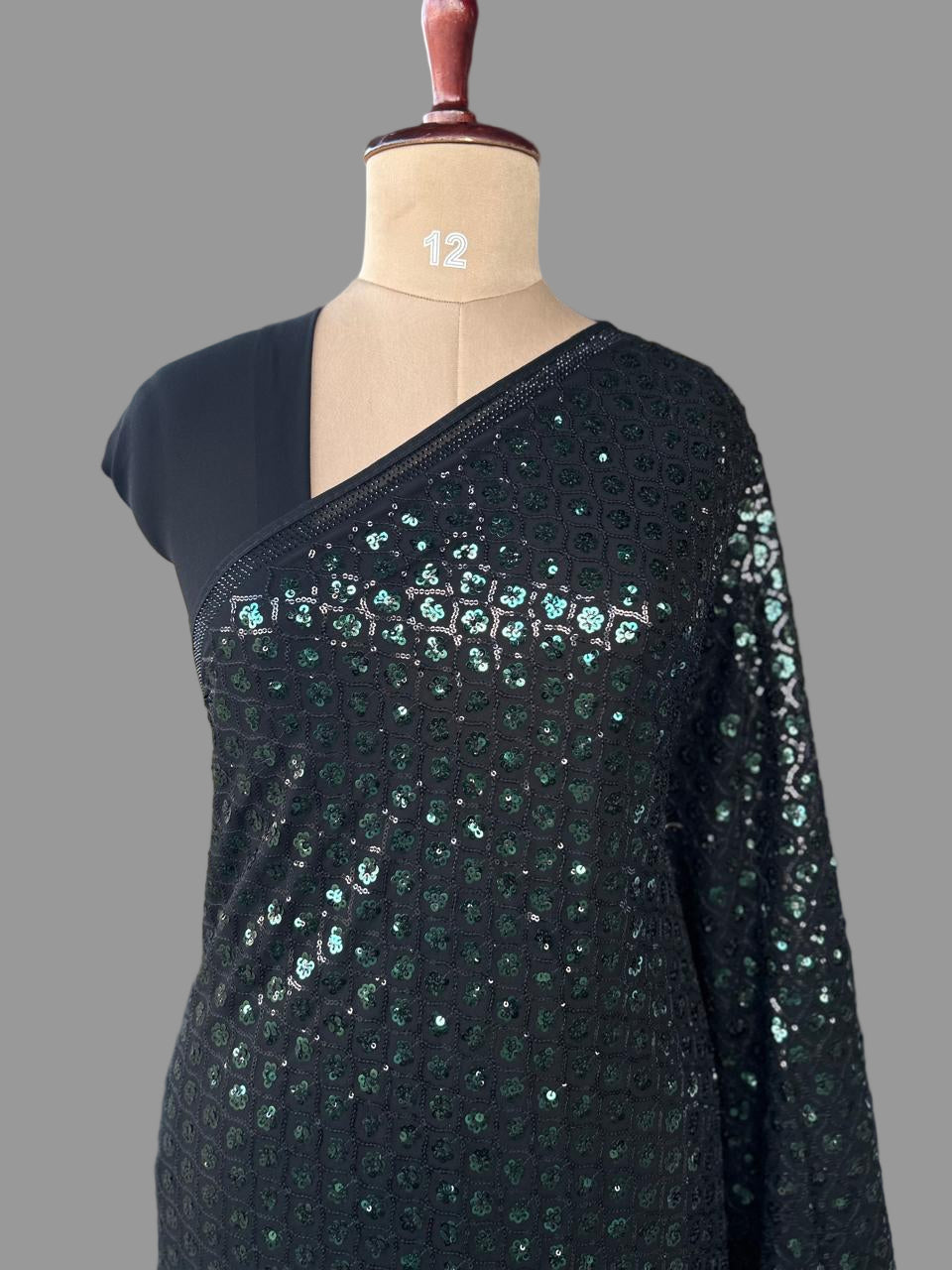 Black party  full mirror work wear saree