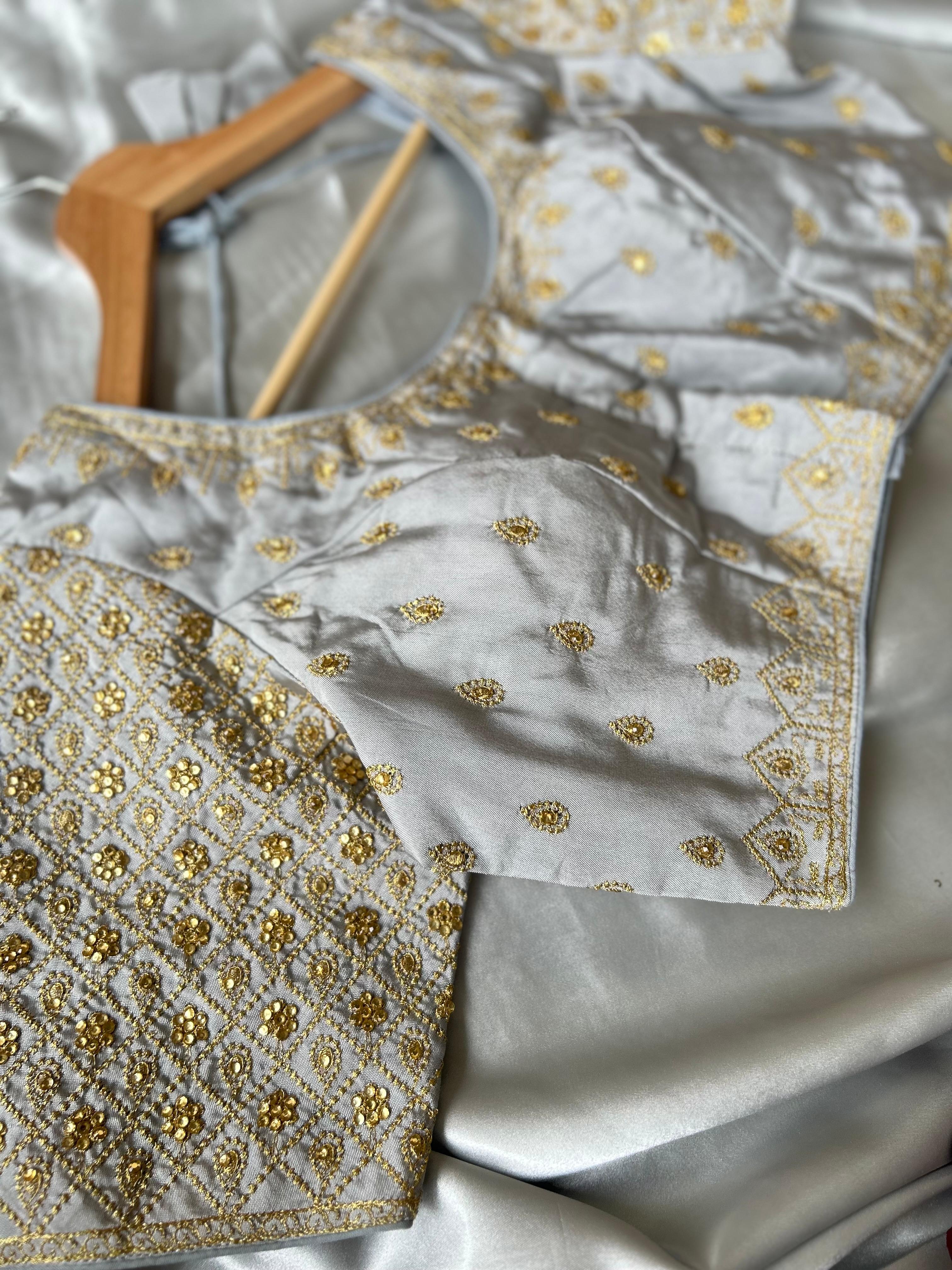 Grey full stone work blouse