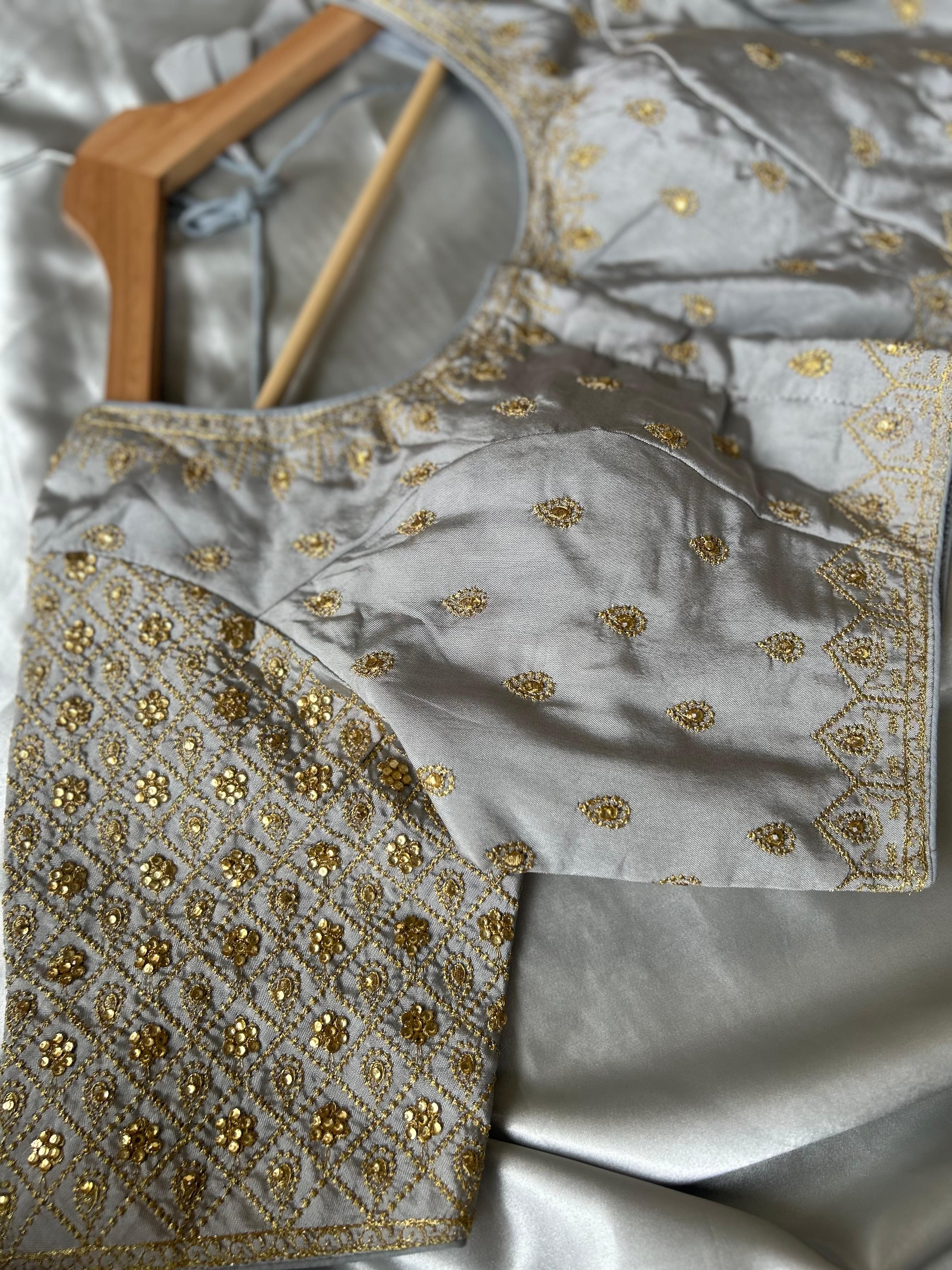 Grey full stone work blouse