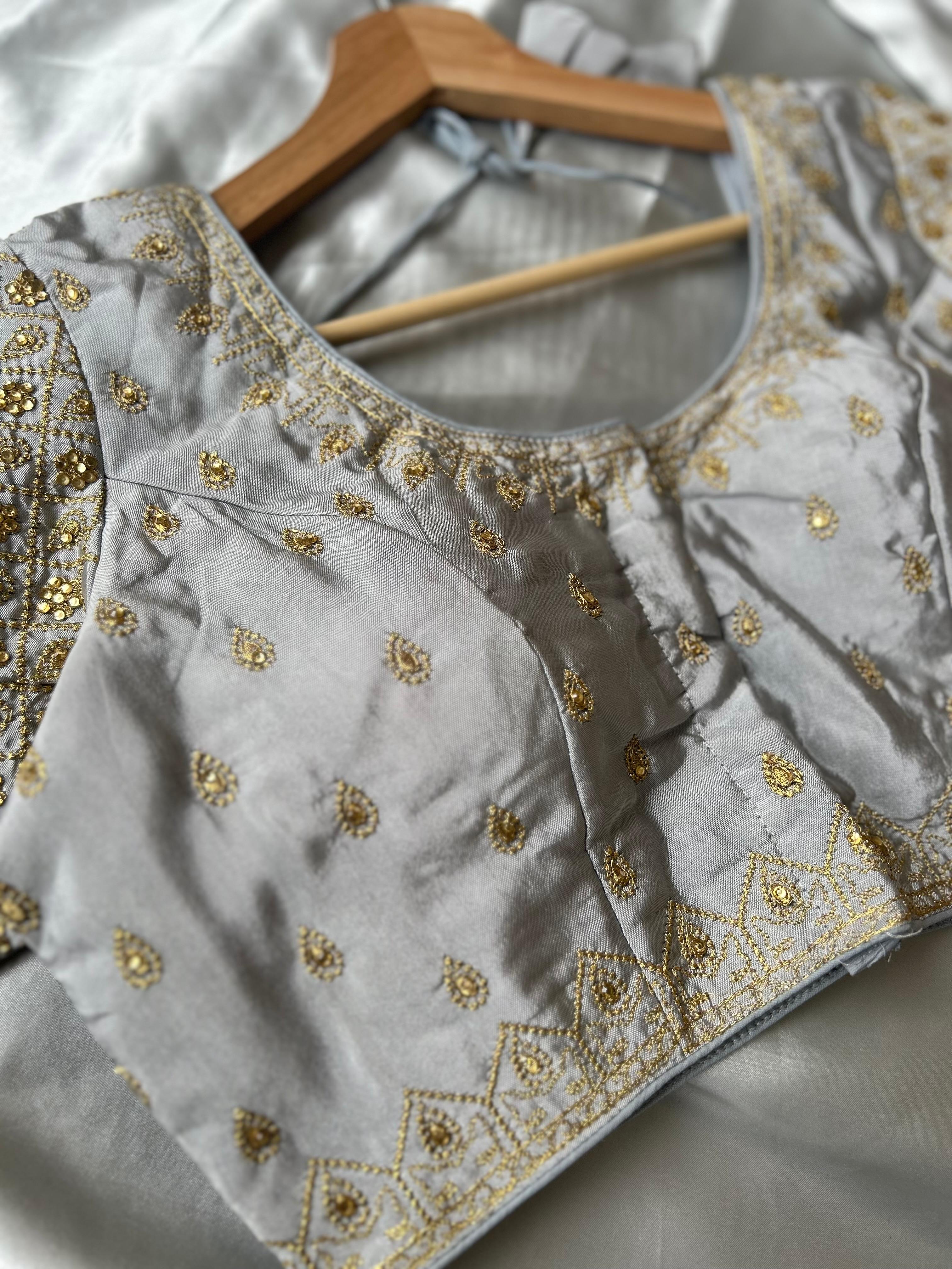 Grey full stone work blouse