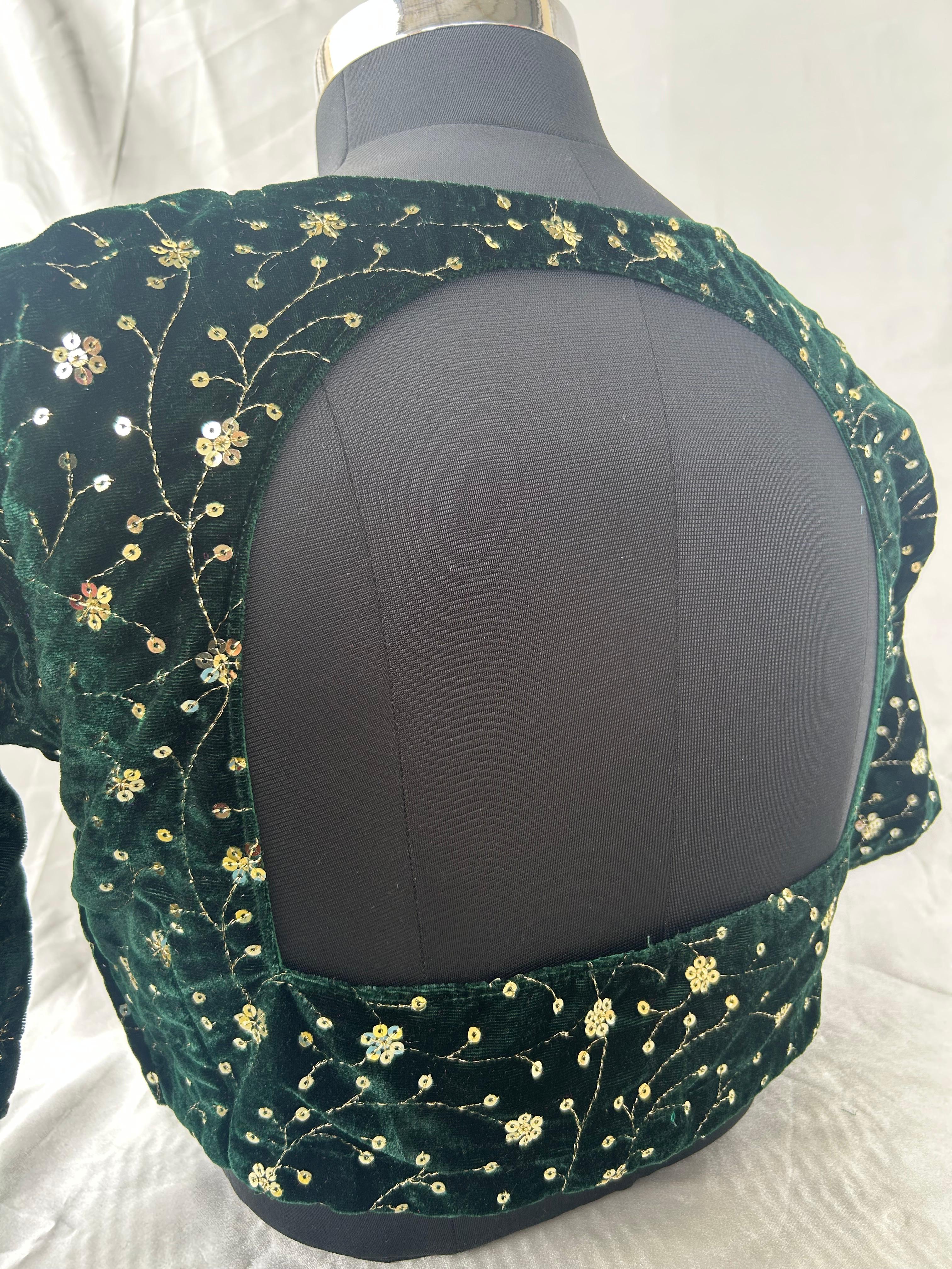 Bottle green full stone work blouse