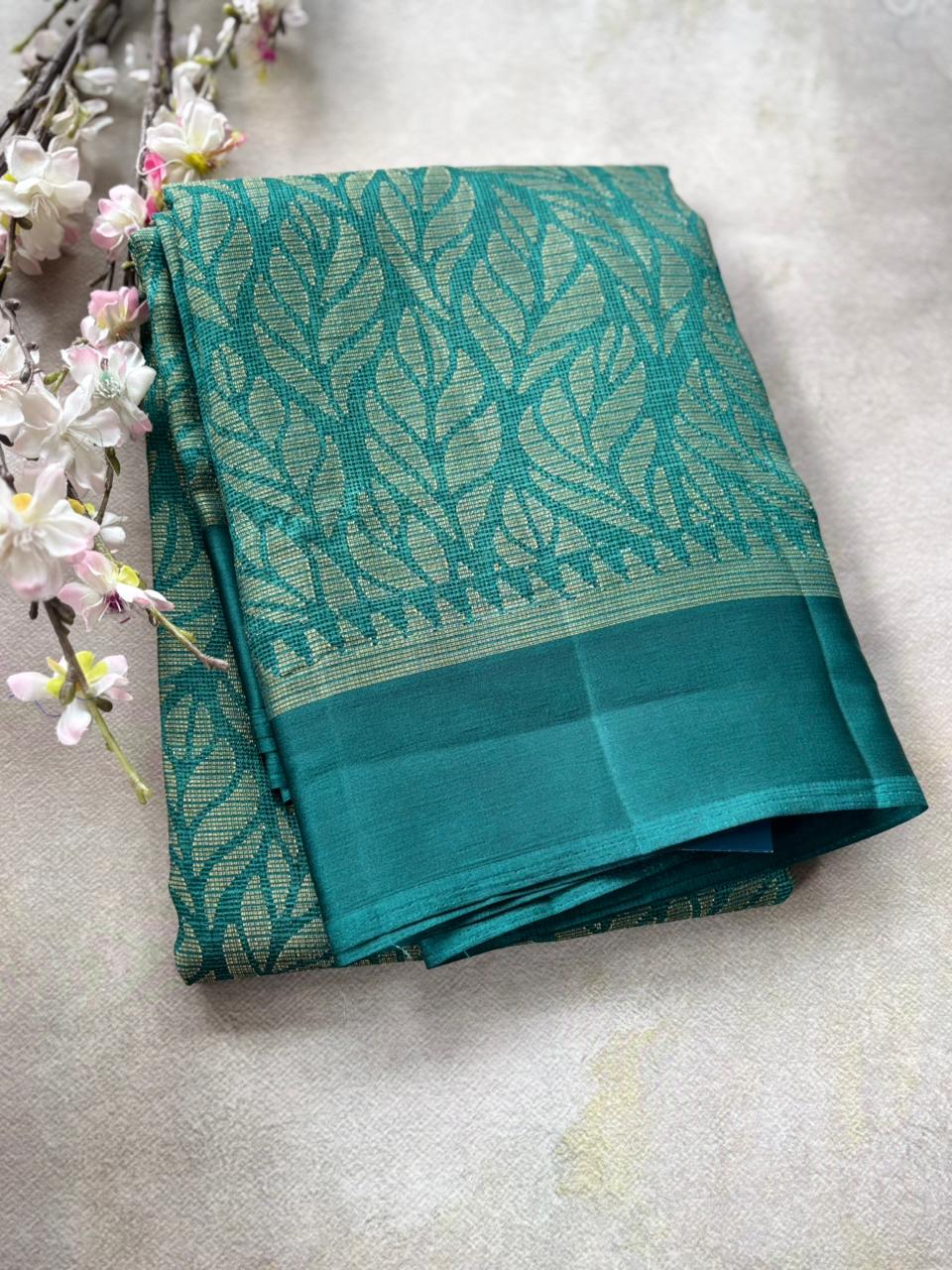 0A -Peacock blue tenco cotton saree