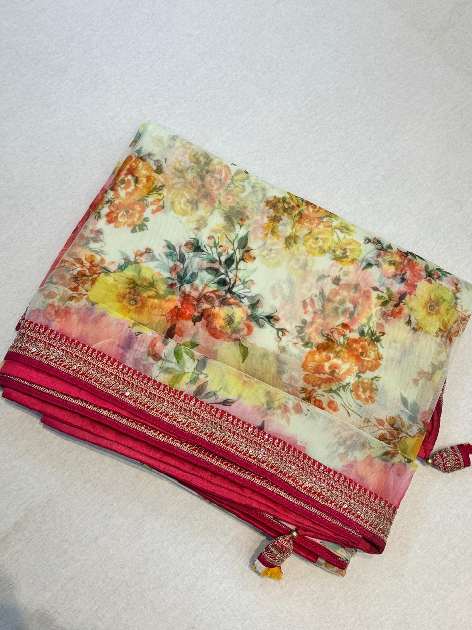 Multicolur  georgette party wear saree (VS)