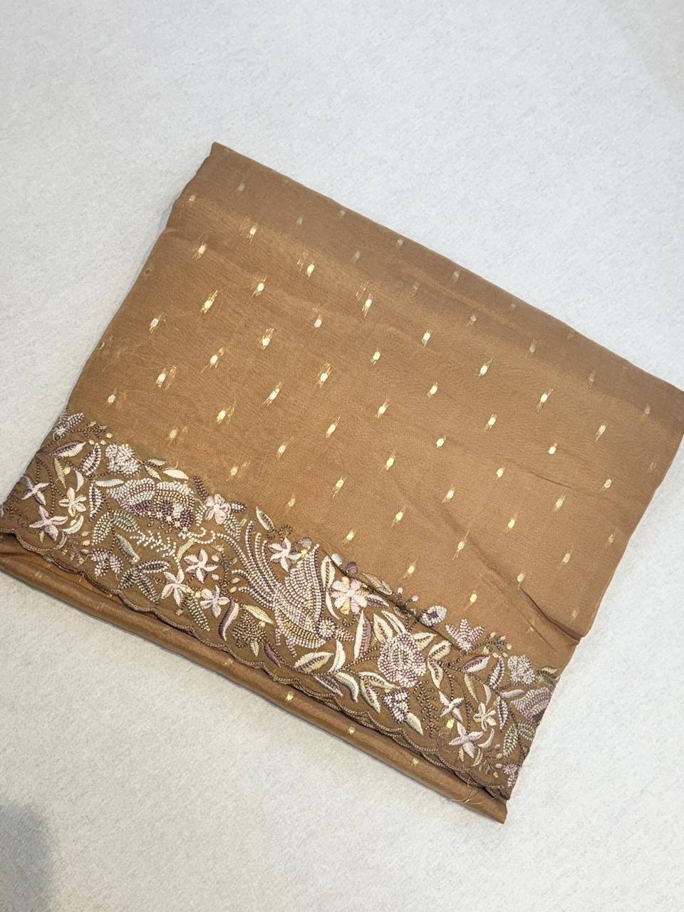 Light peach  georgette party wear saree (VS)