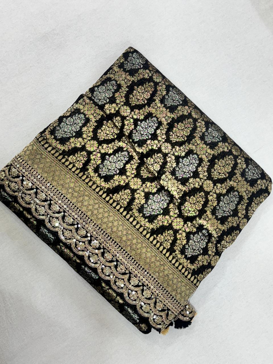 Black jaal georgette party wear saree (VS)