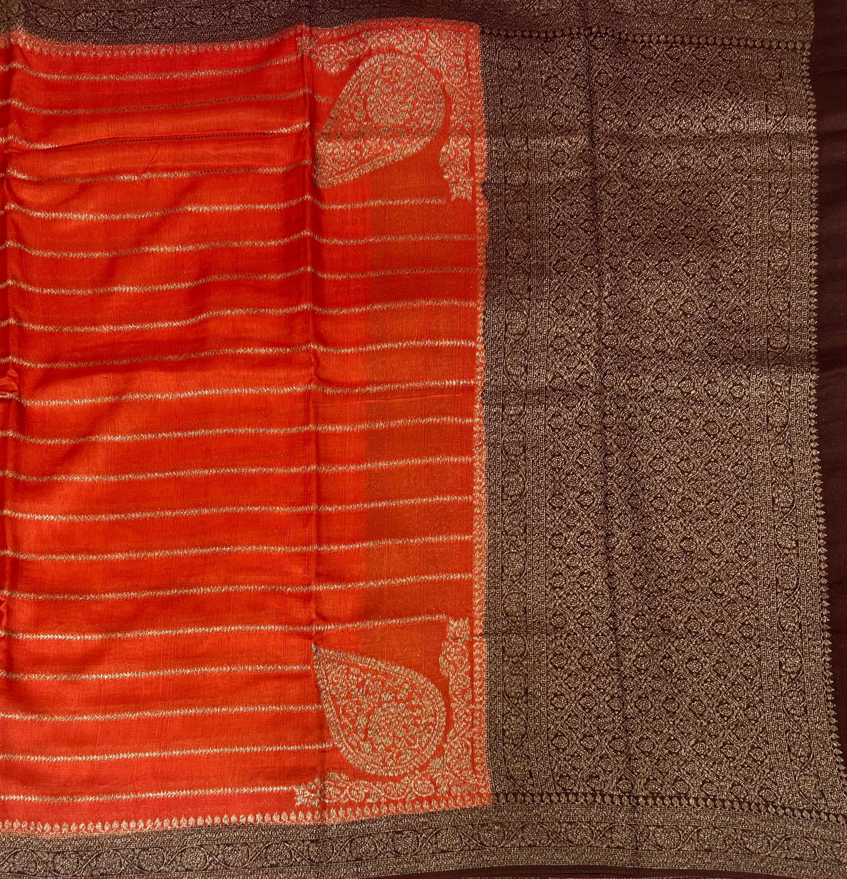 Orange stripes design tussar georgette-12 saree