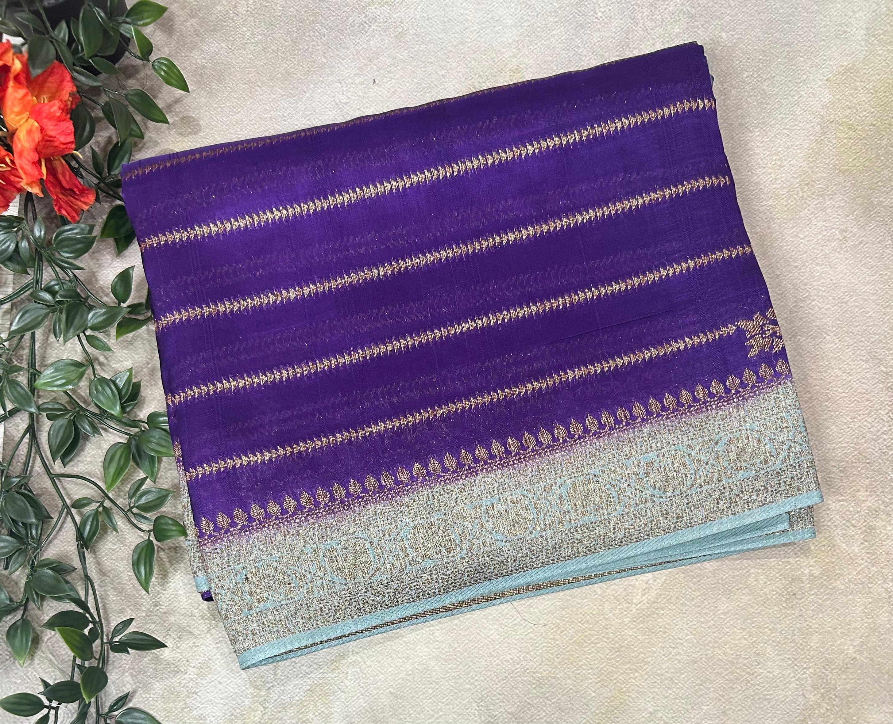 Purple stripes design tussar georgette-12 saree