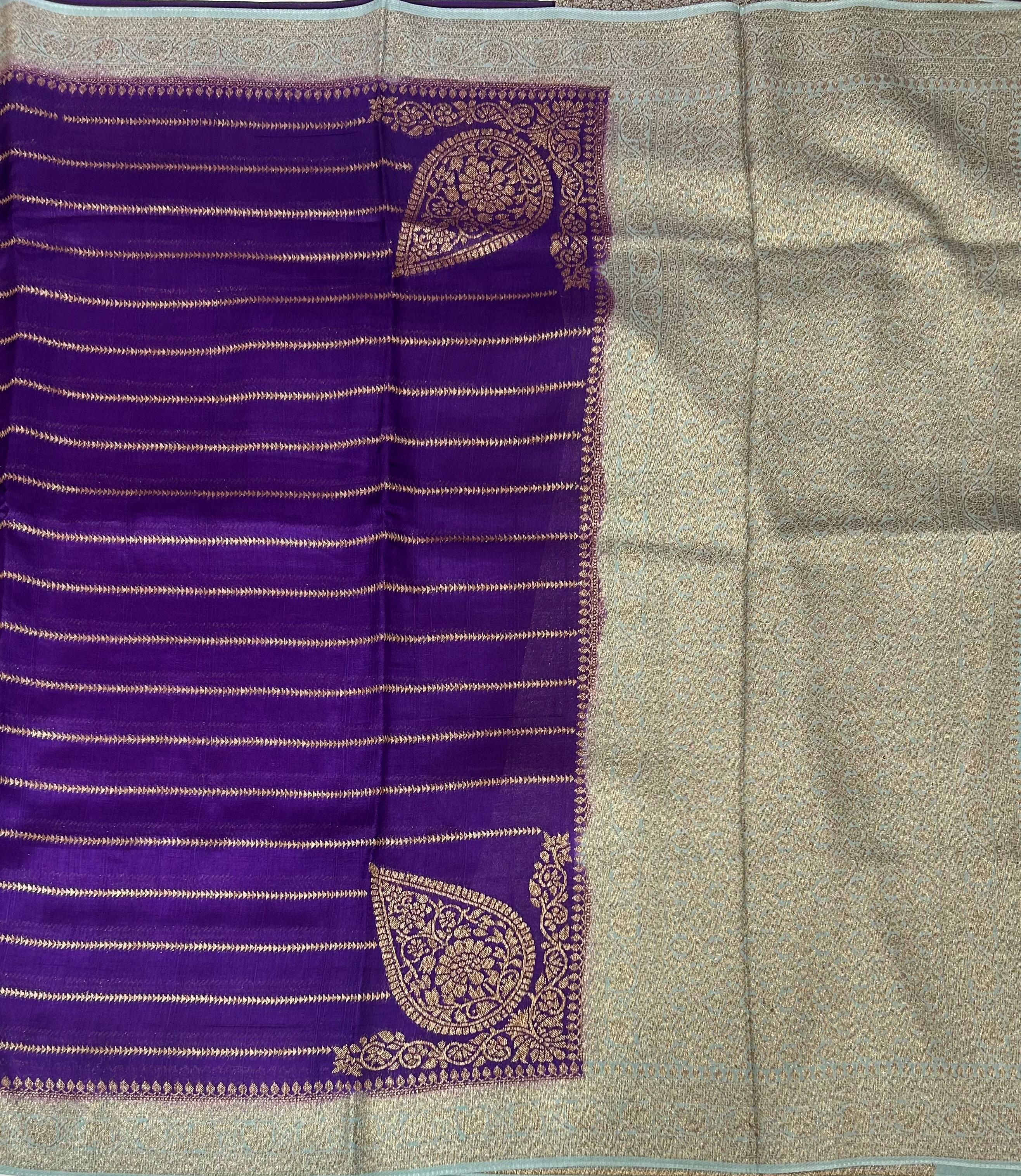Purple stripes design tussar georgette-12 saree