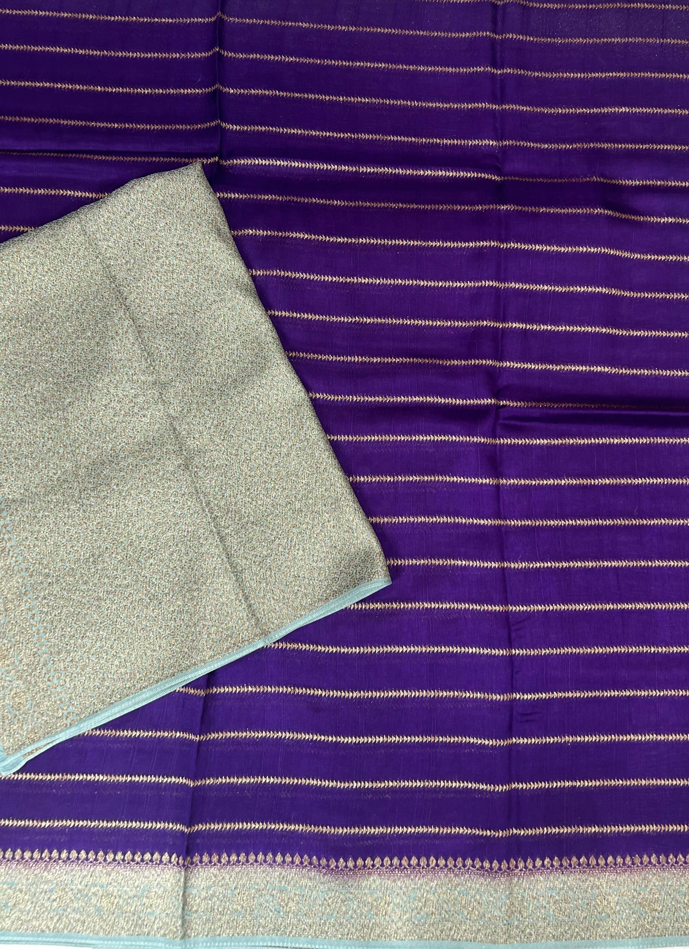 Purple stripes design tussar georgette-12 saree