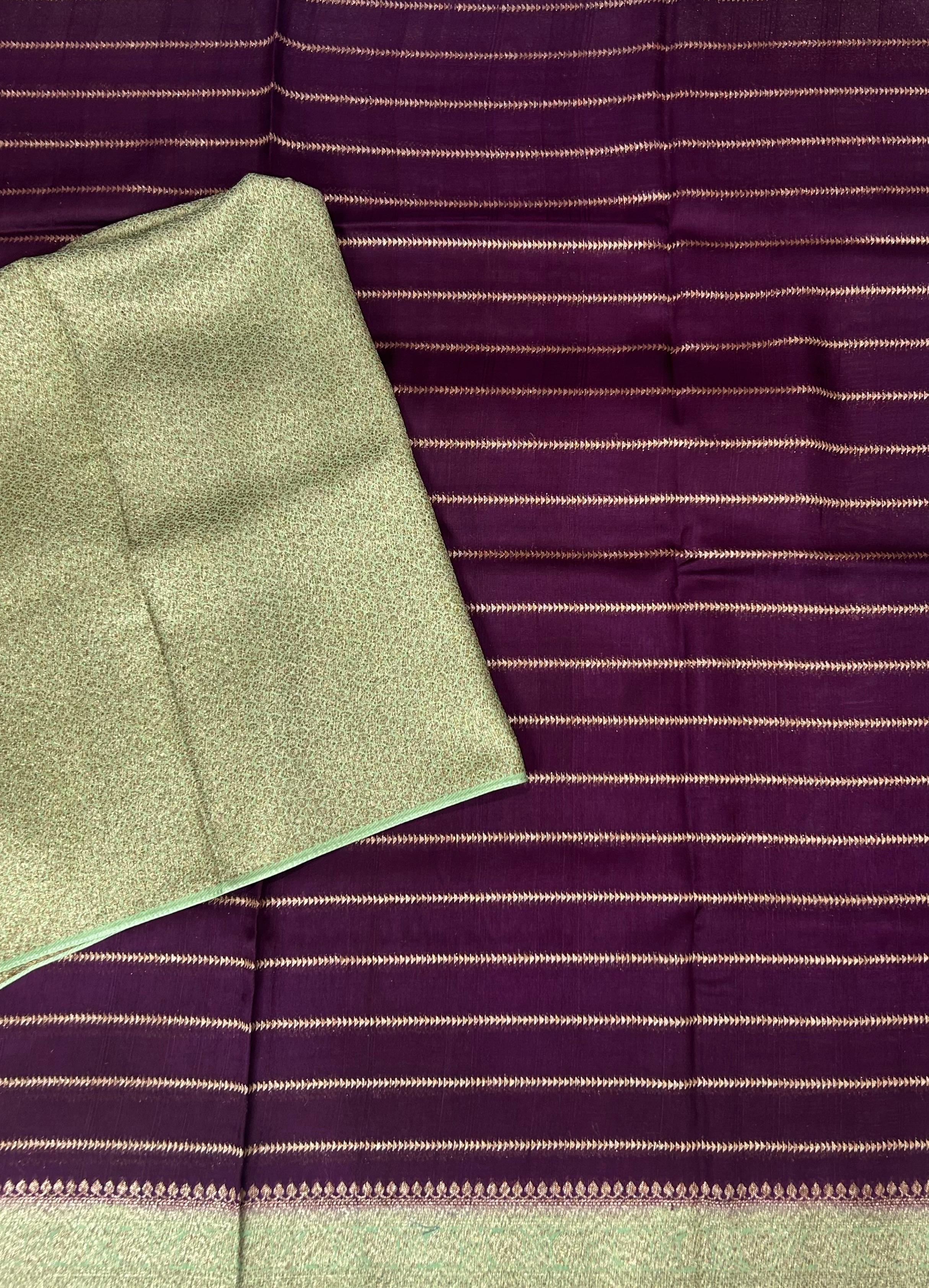 Wine stripes design tussar georgette-12 saree