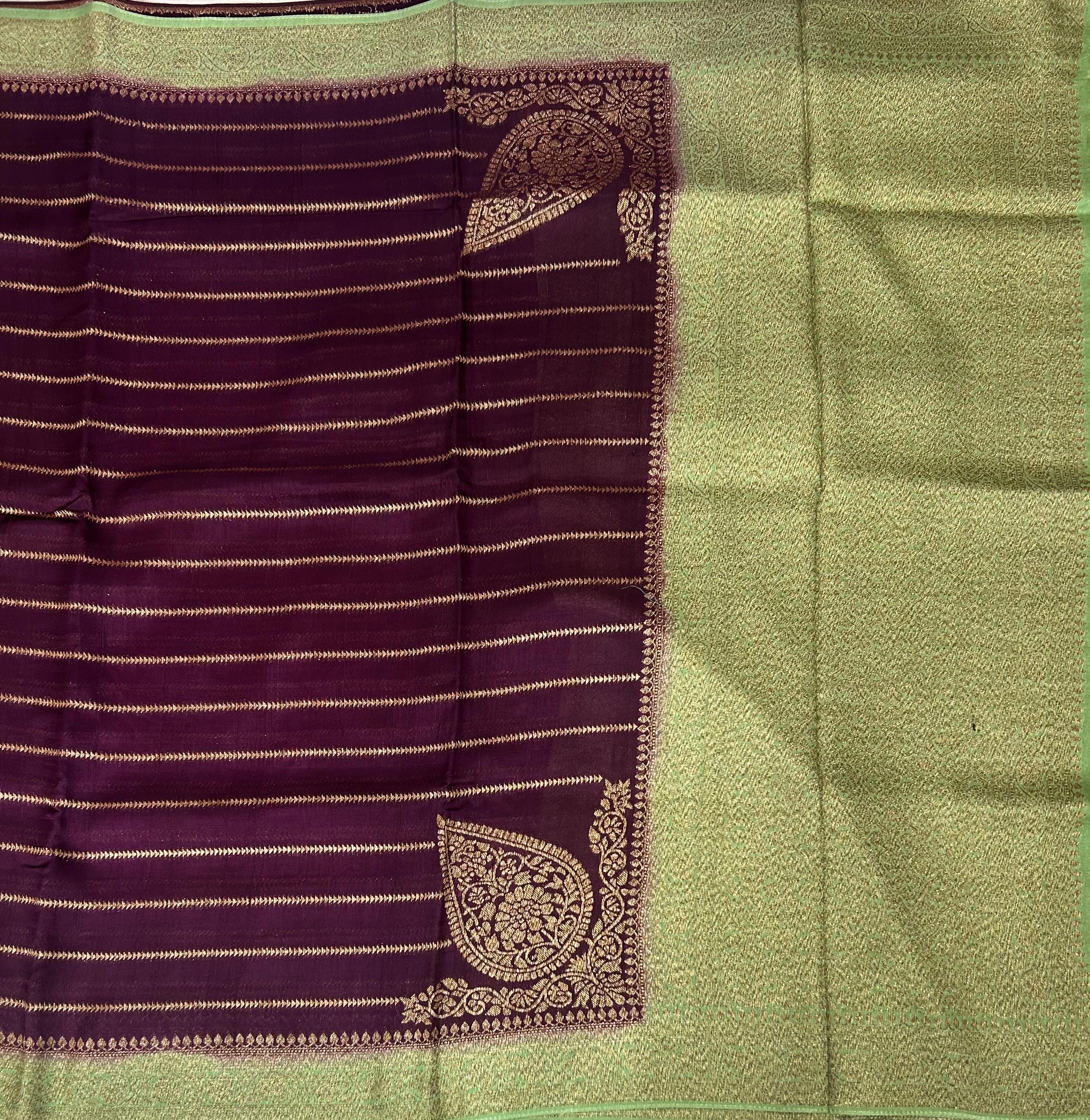 Wine stripes design tussar georgette-12 saree