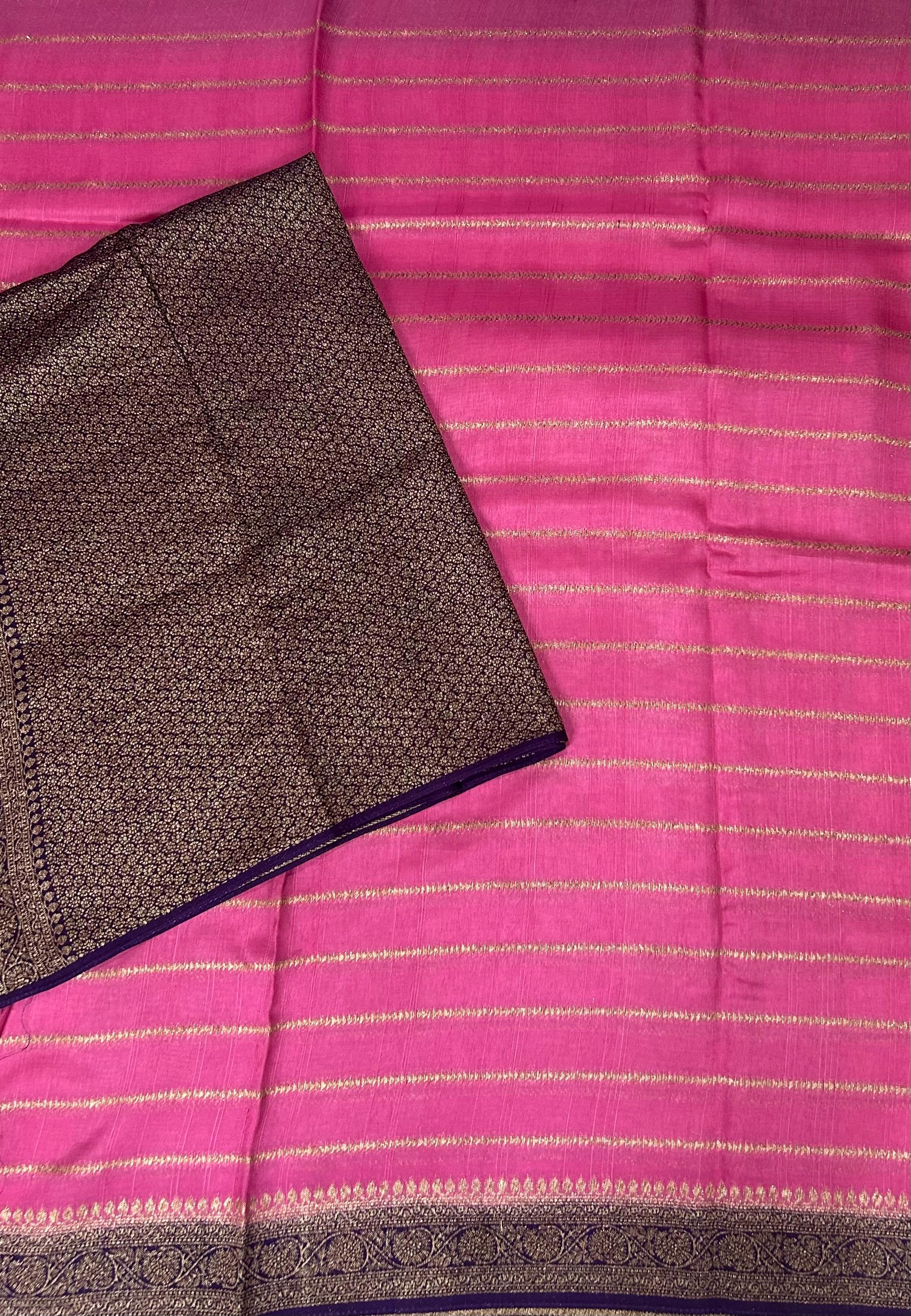 Light pink stripes design tussar georgette-12 saree