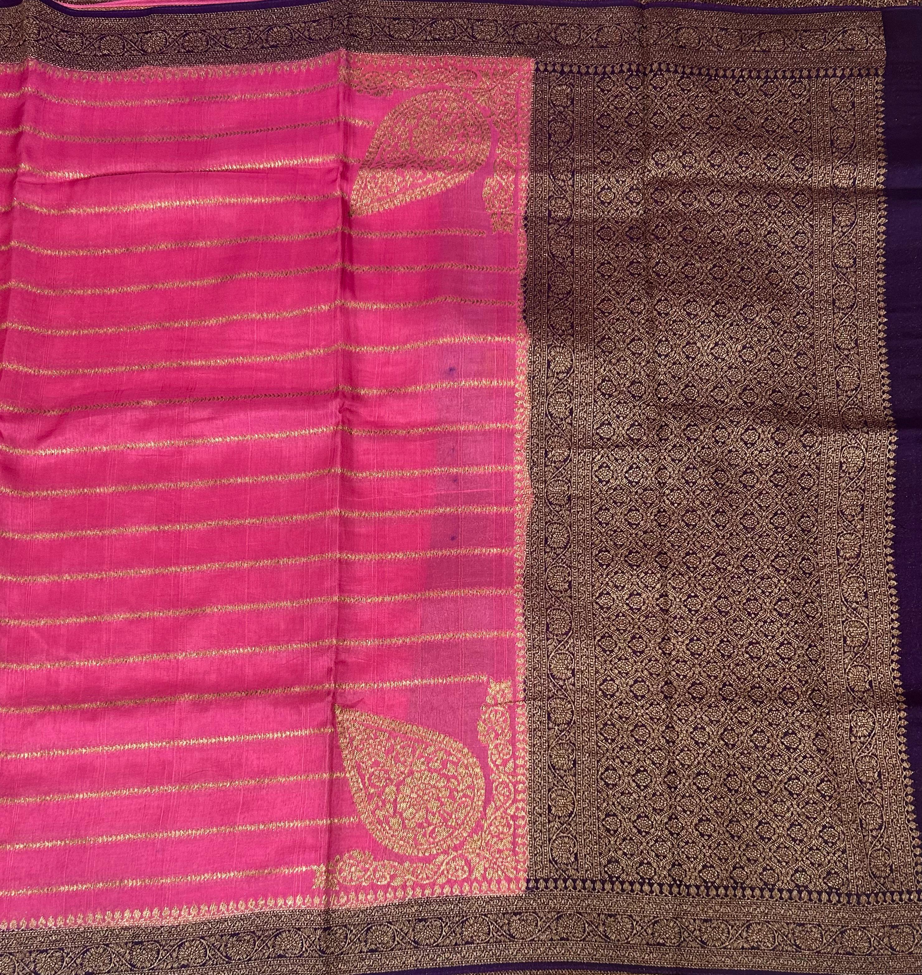 Light pink stripes design tussar georgette-12 saree