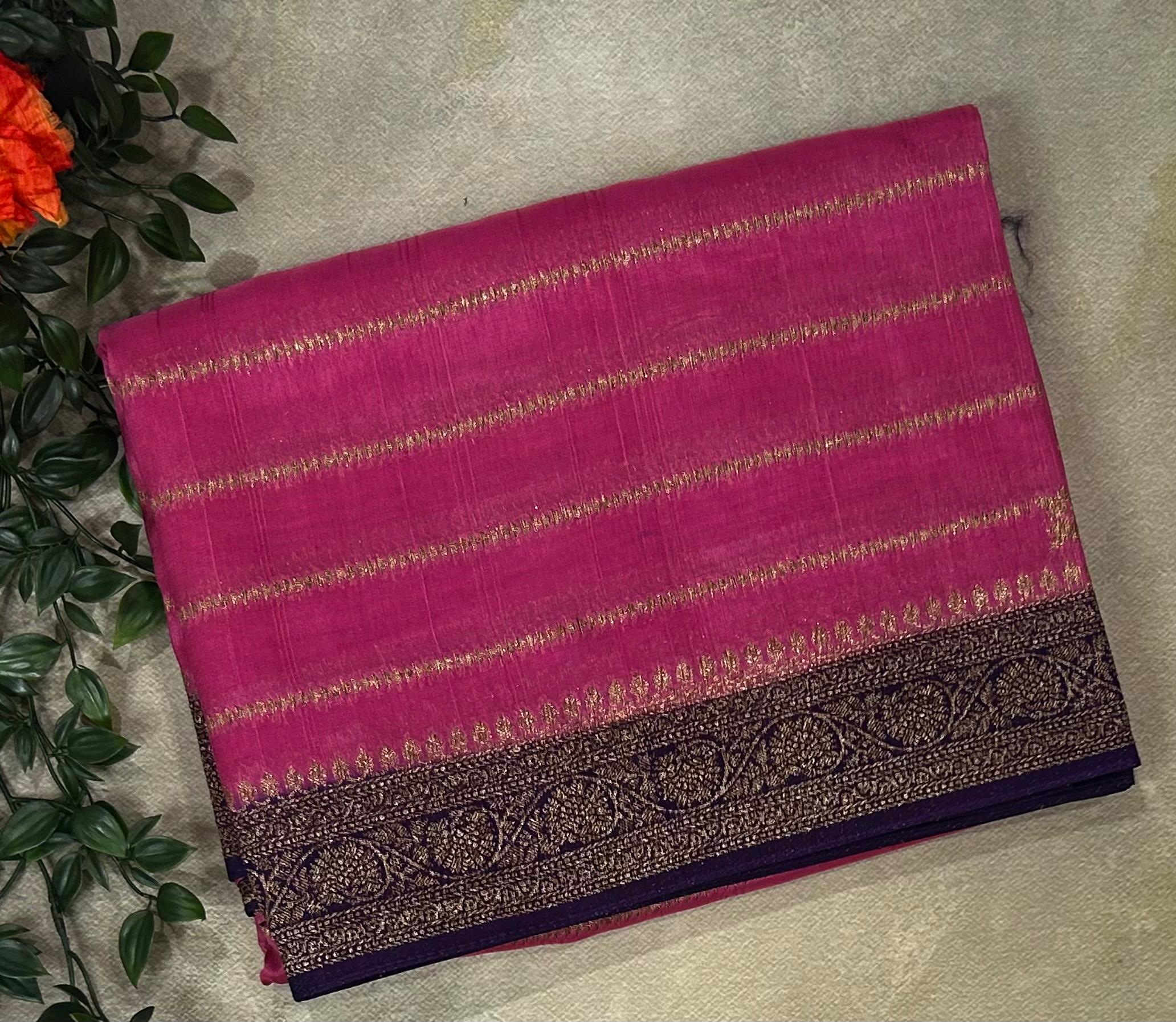 Light pink stripes design tussar georgette-12 saree