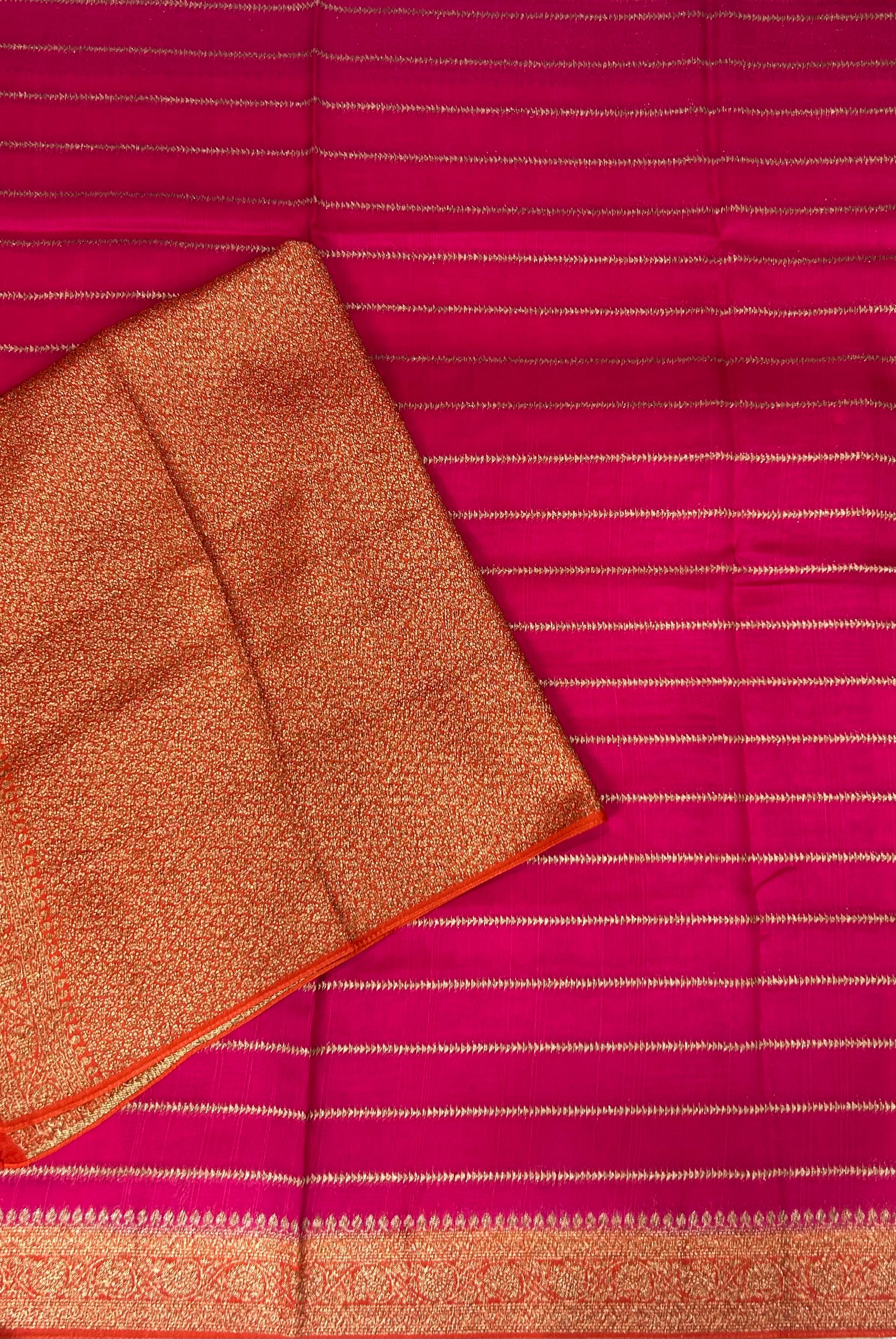 Rani pink stripes design tussar georgette-12 saree