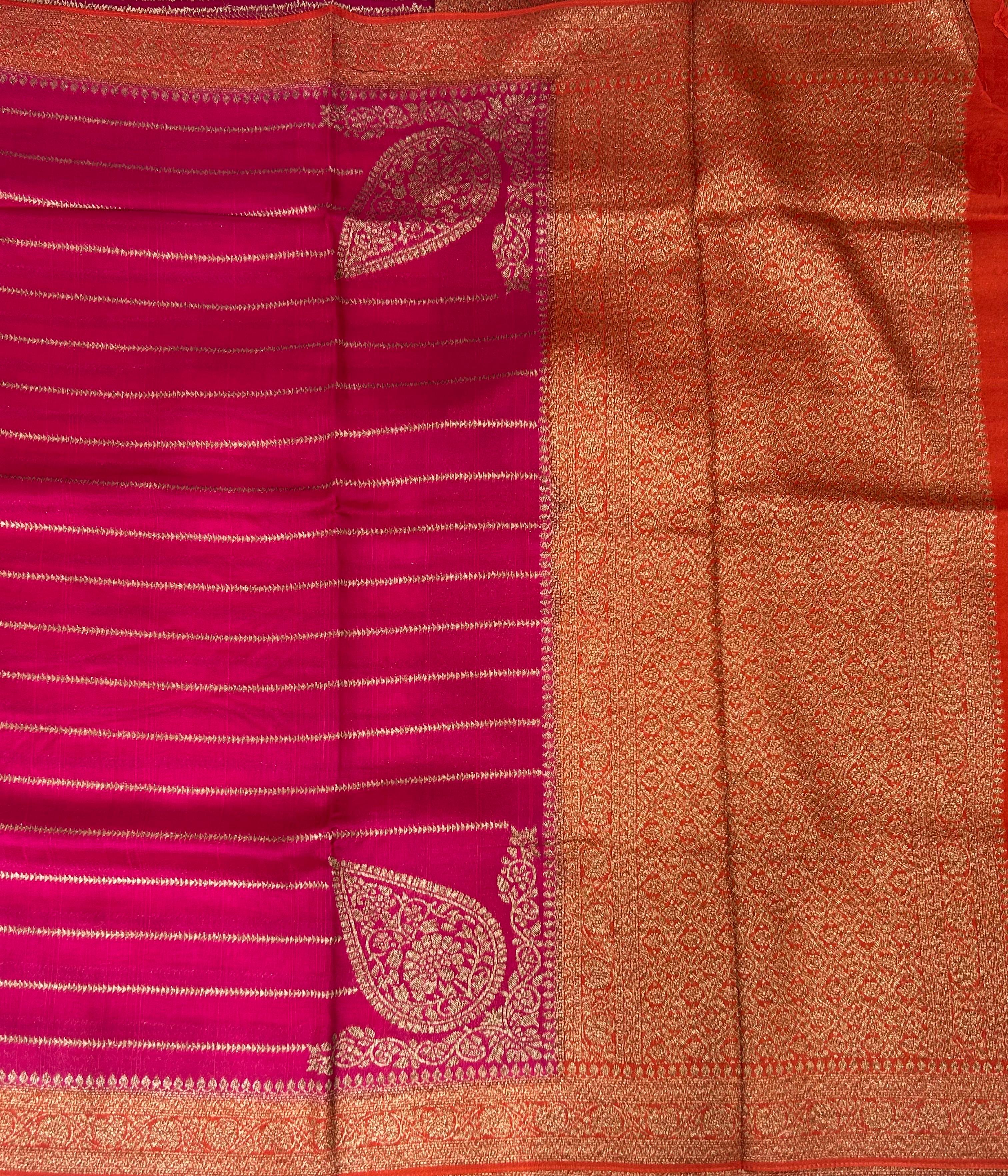 Rani pink stripes design tussar georgette-12 saree