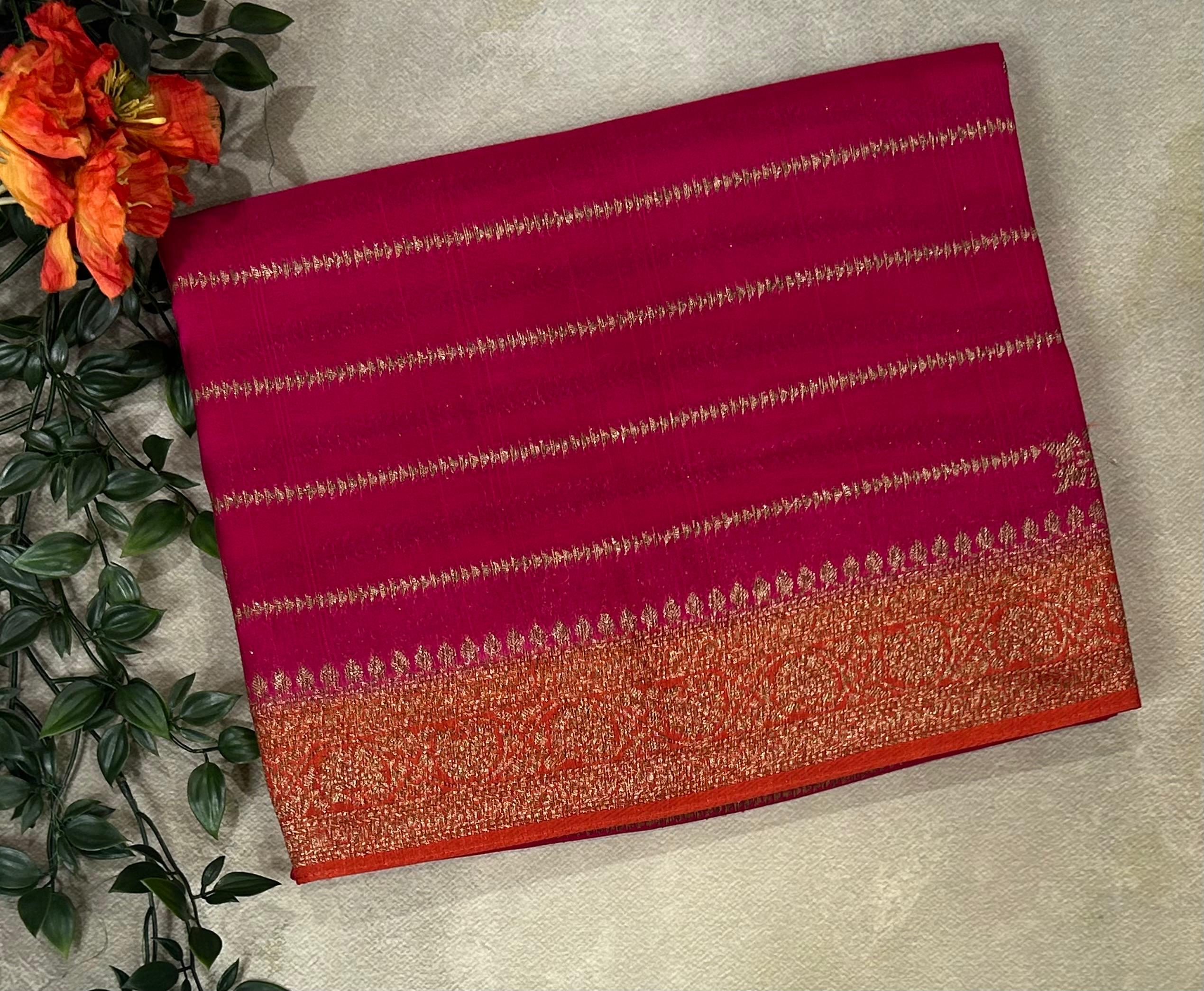 Rani pink stripes design tussar georgette-12 saree