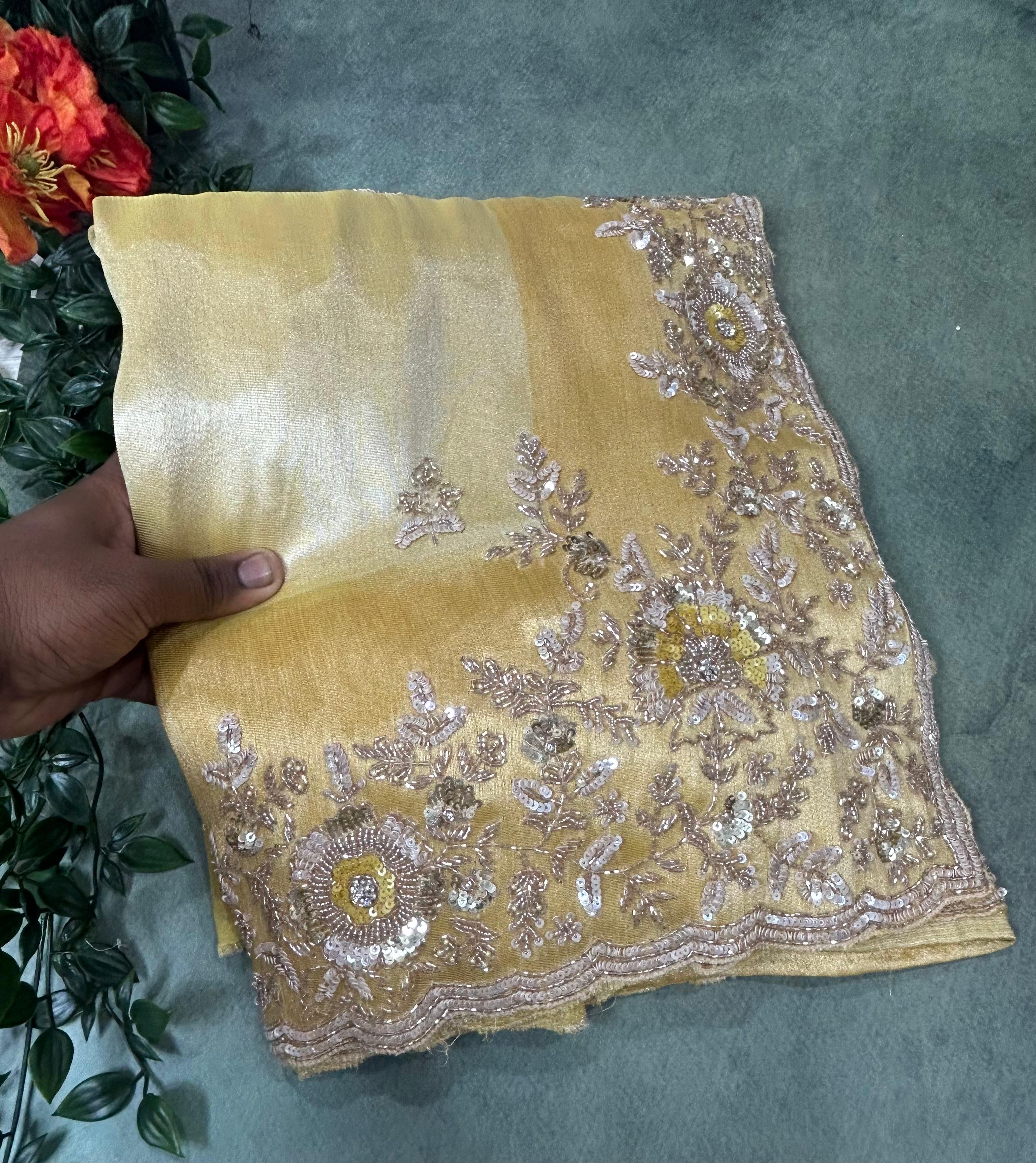 Gold handwork 12 pure tissue silk saree