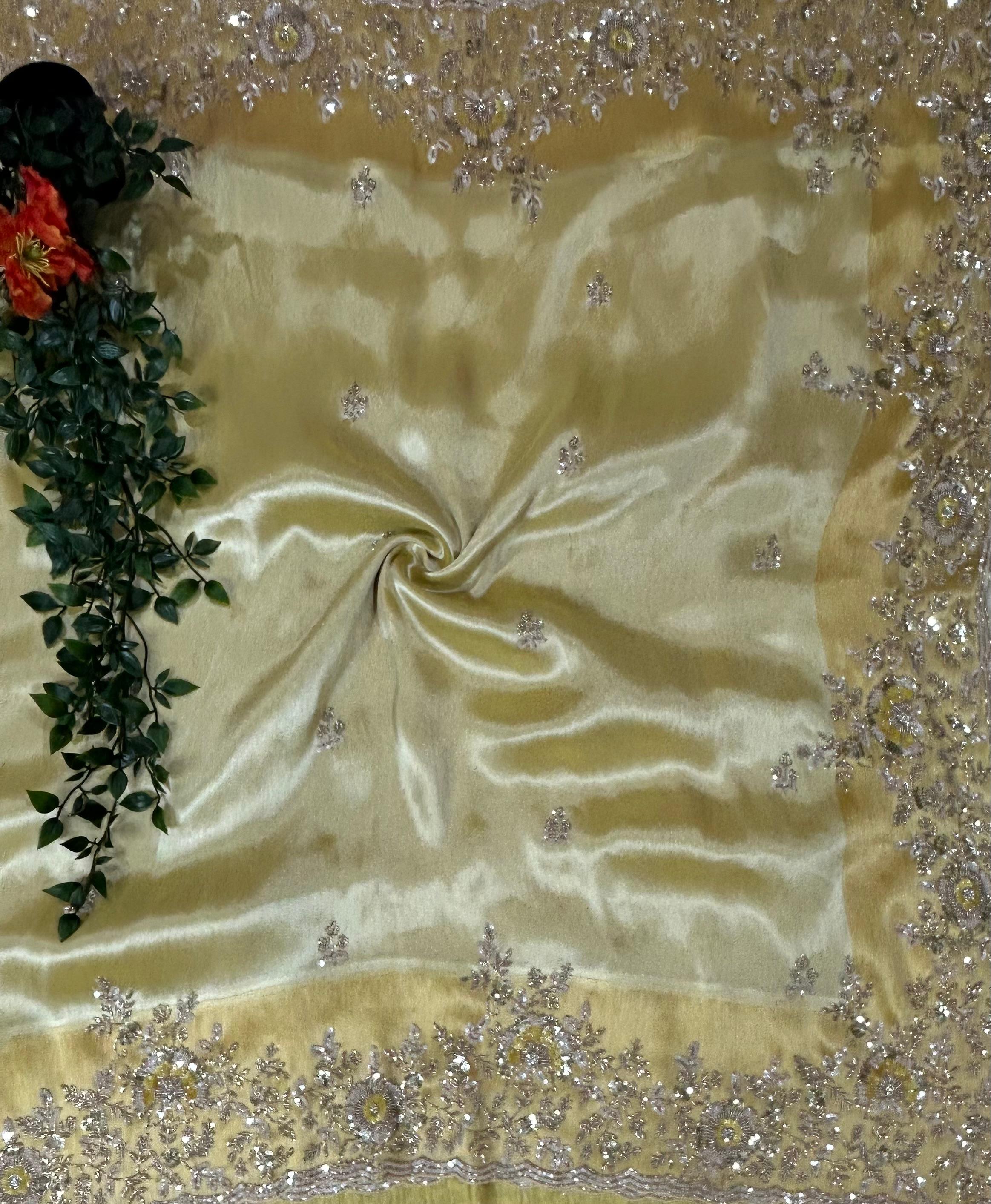 Gold handwork 12 pure tissue silk saree