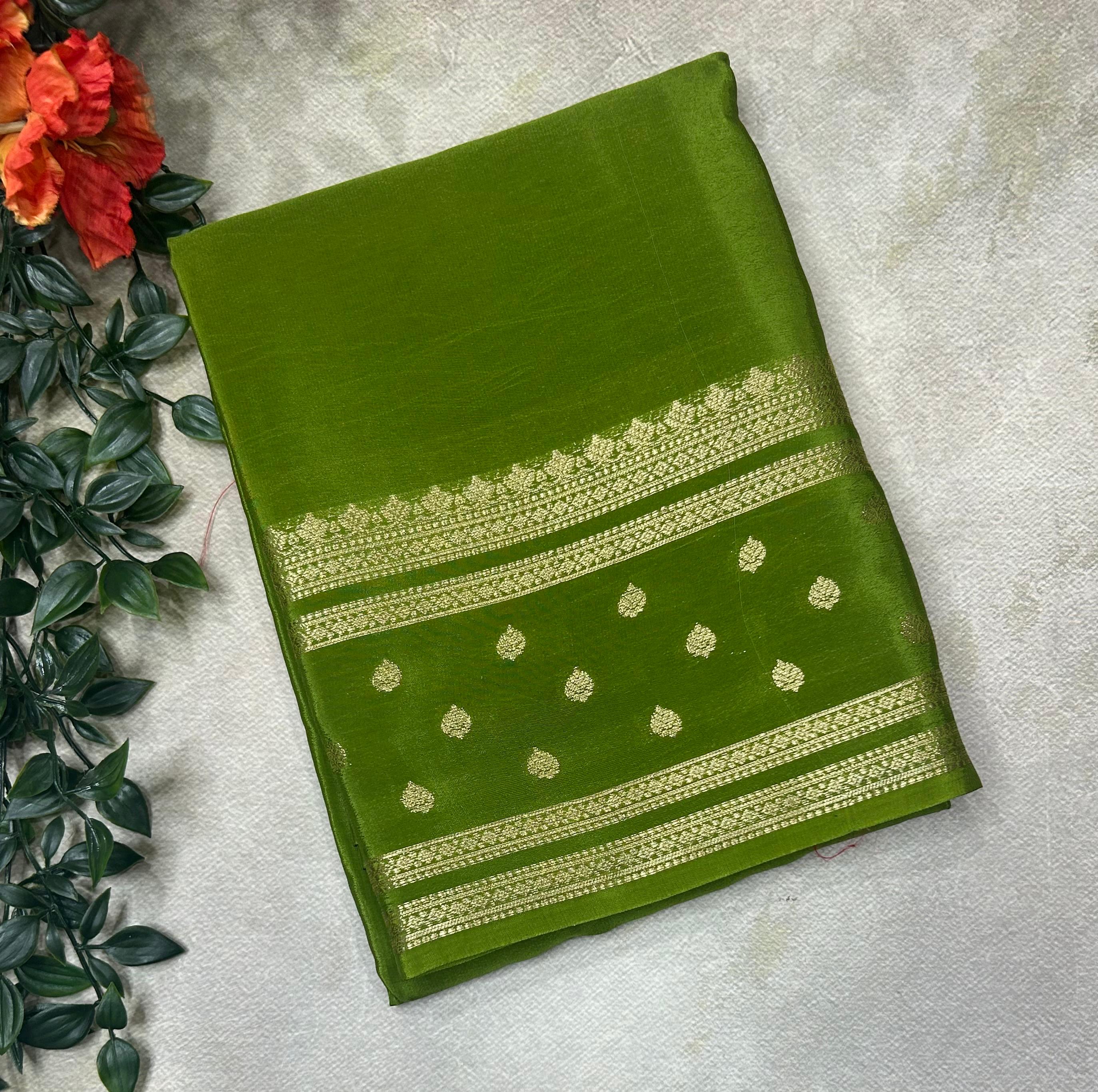 Mehandi green semi mysore silk saree SM101