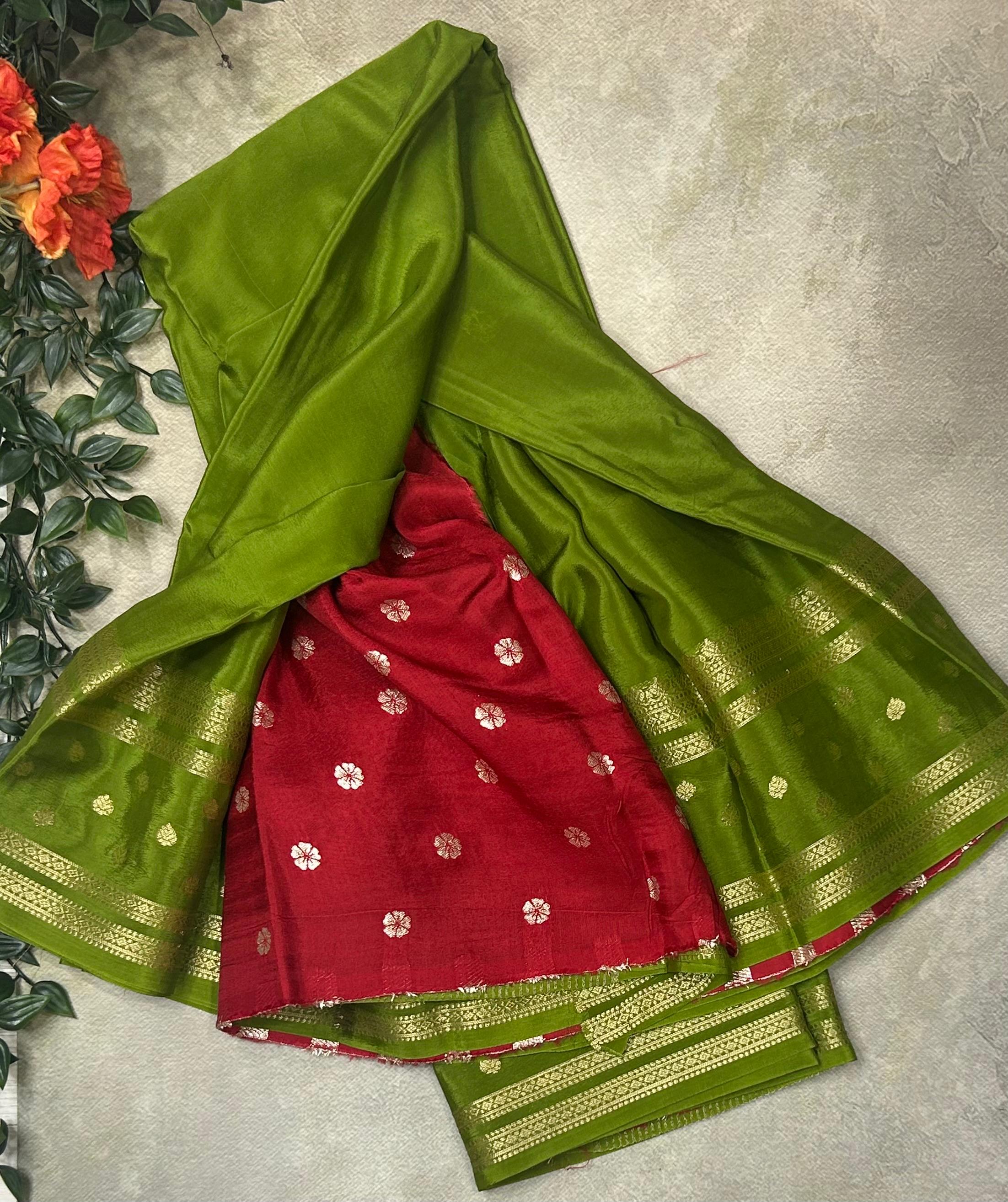 Mehandi green semi mysore silk saree SM101