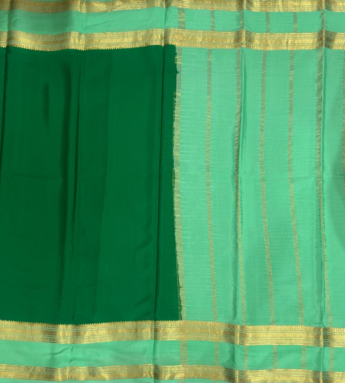 Bottle green bentex border pure mysore silk-12 saree