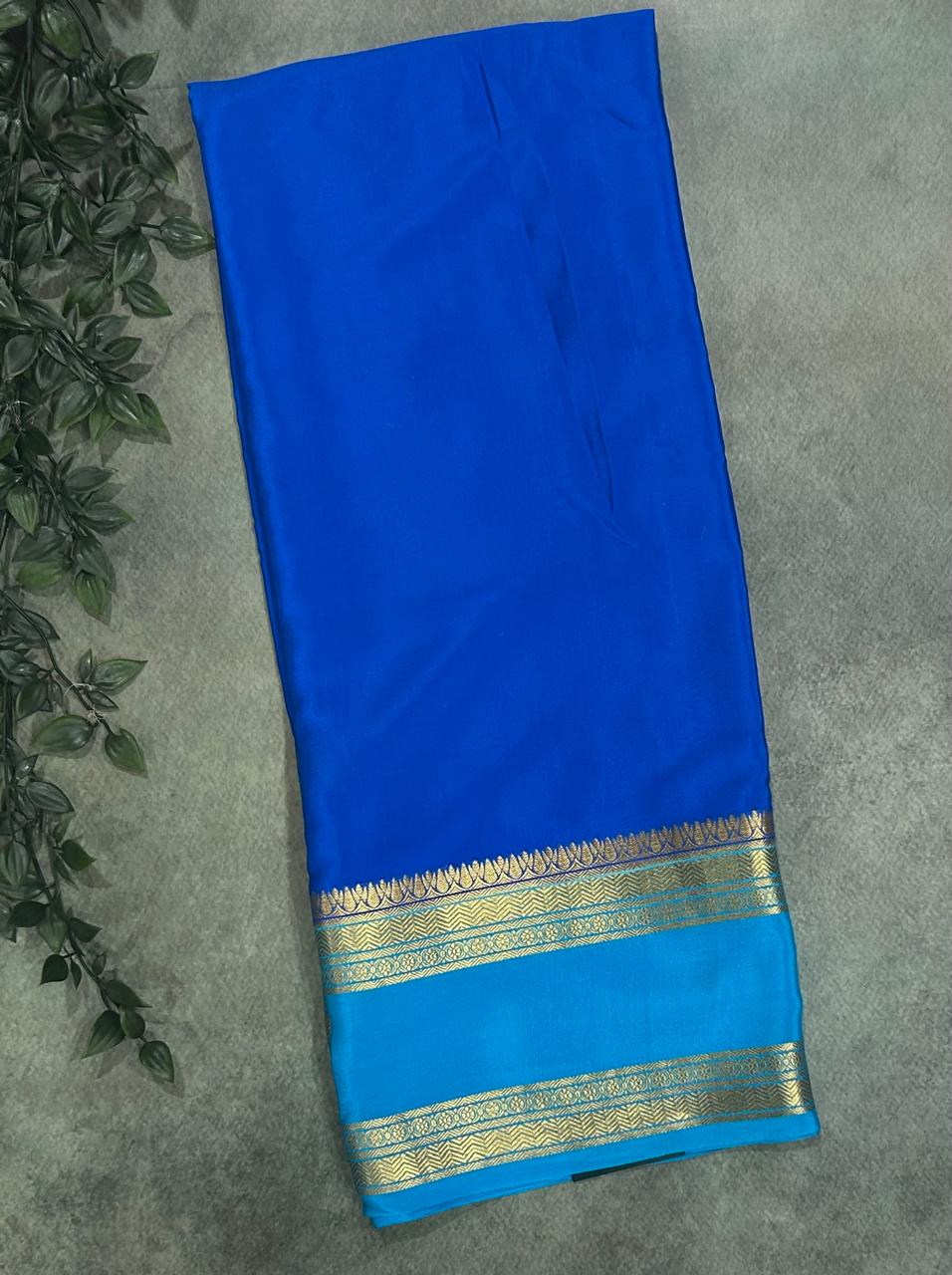 Royal blue bentex border pure mysore silk-12 saree