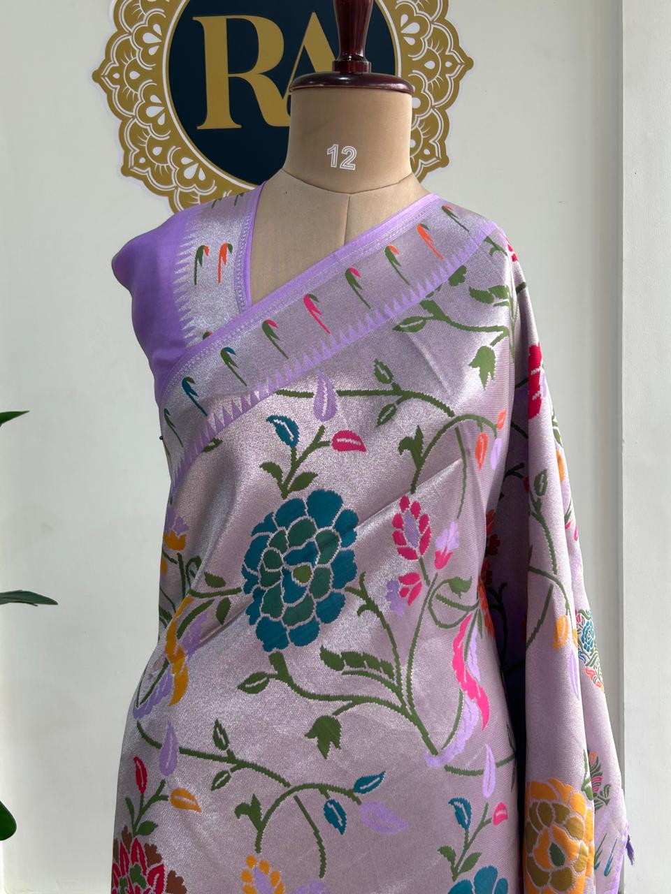 lavender paithani tissue georgette-12 saree