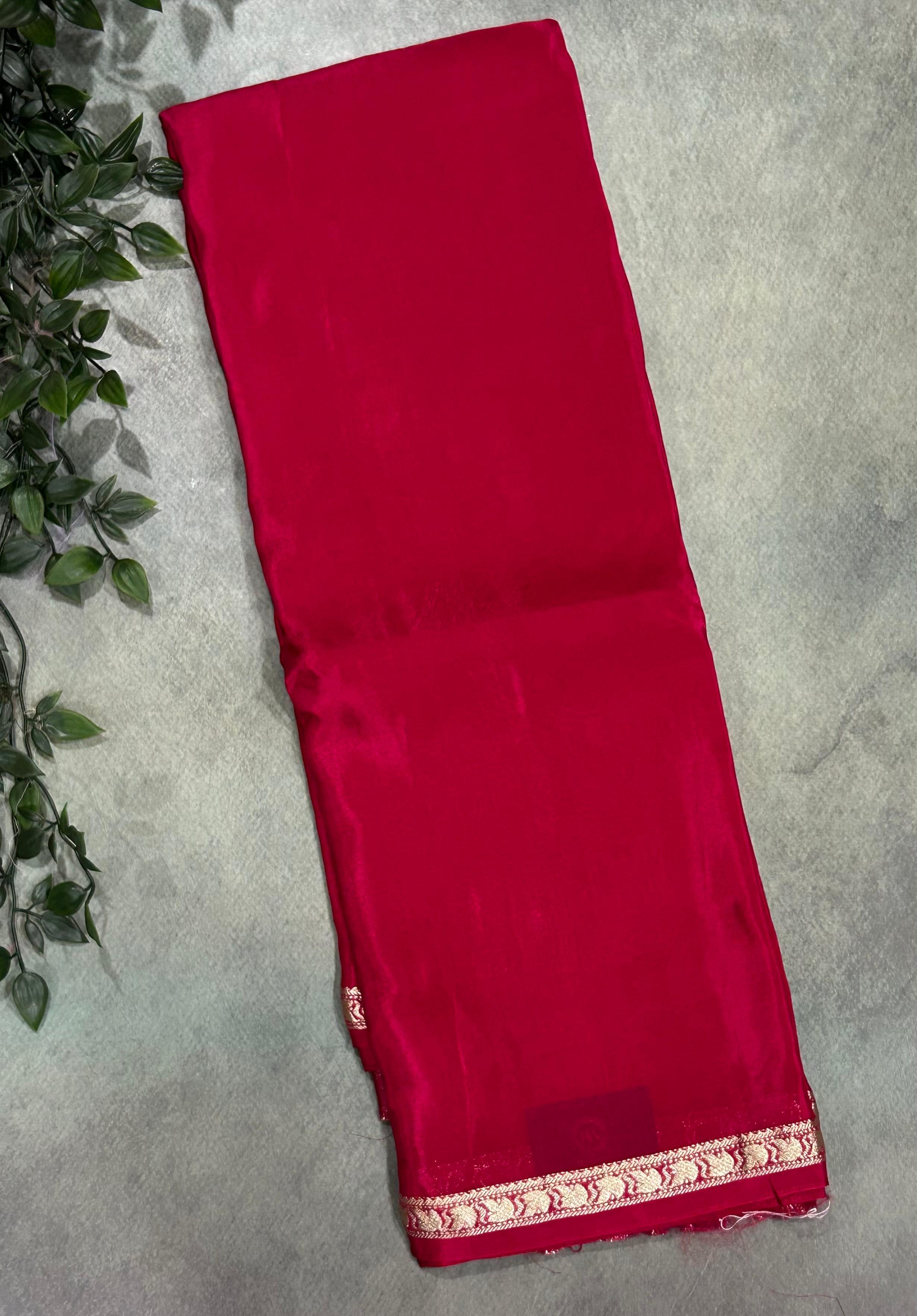 Red one inch border semi mysore silk saree