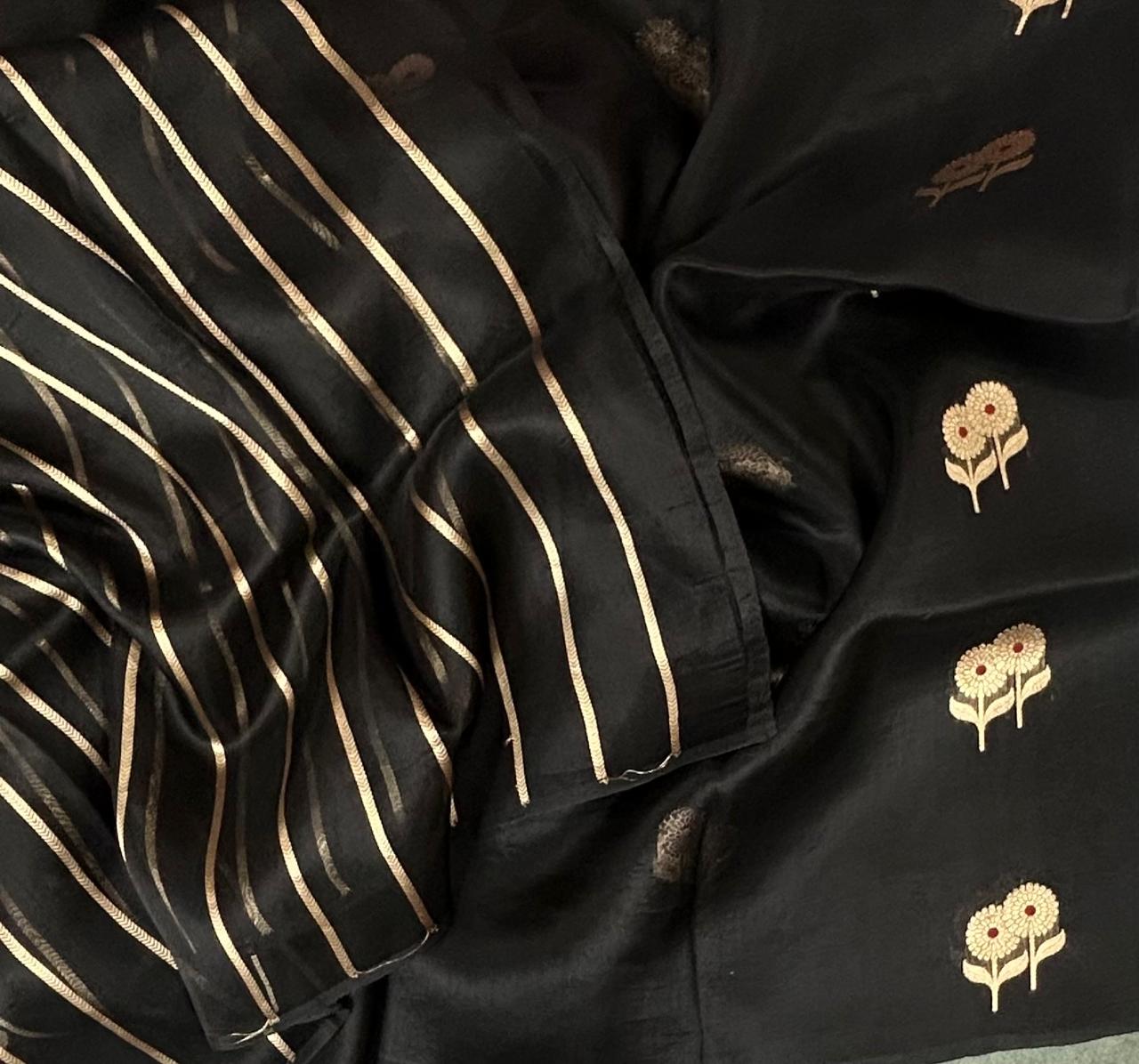 Black  kora organza silk saree