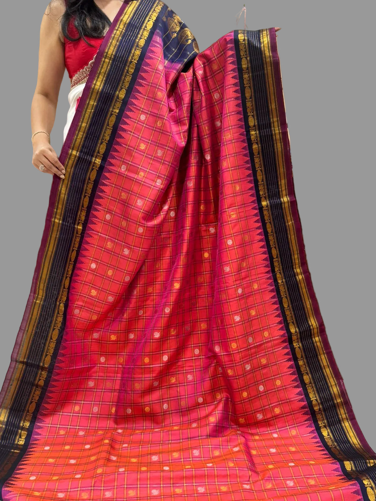 Red pure handloom gadwal silk saree
