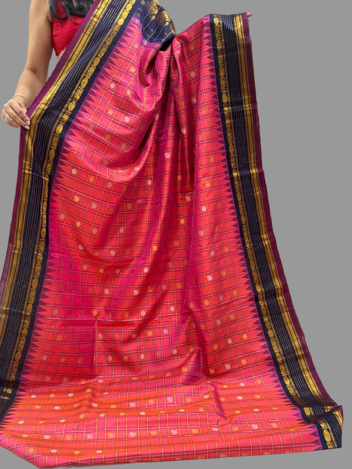Red pure handloom gadwal silk saree
