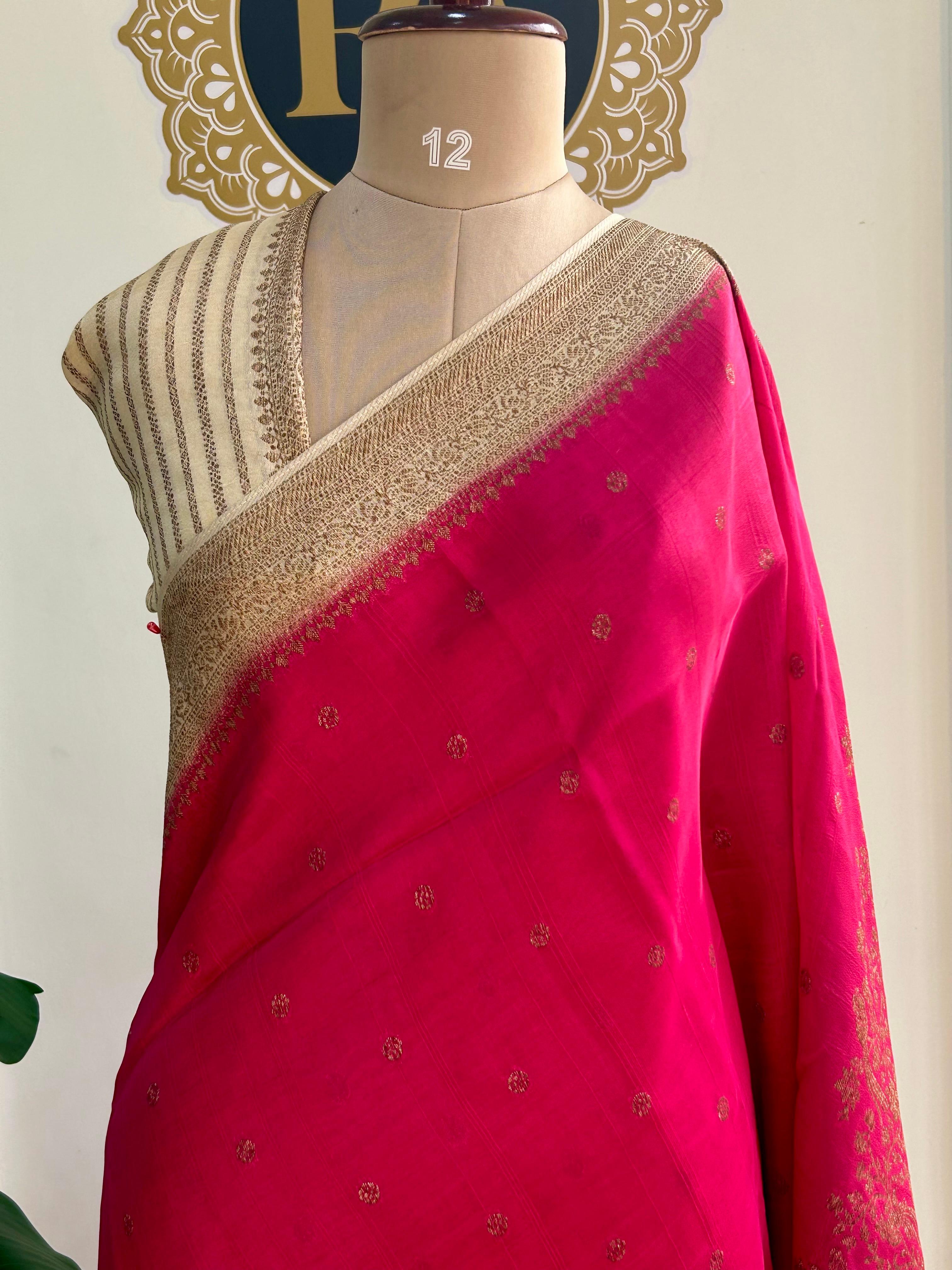 Orange n cream Tussar georgette-12 silk saree