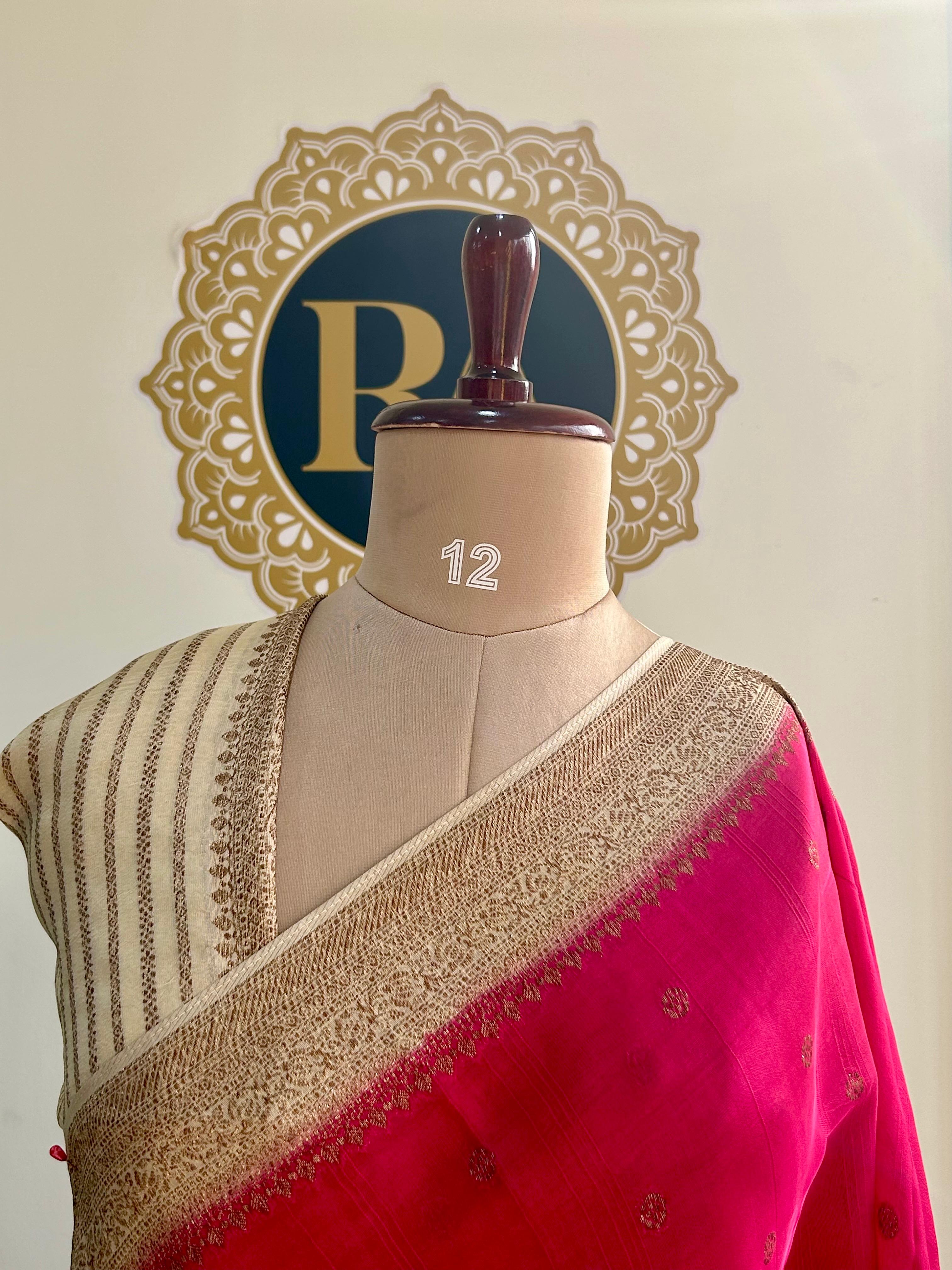 Orange n cream Tussar georgette-12 silk saree