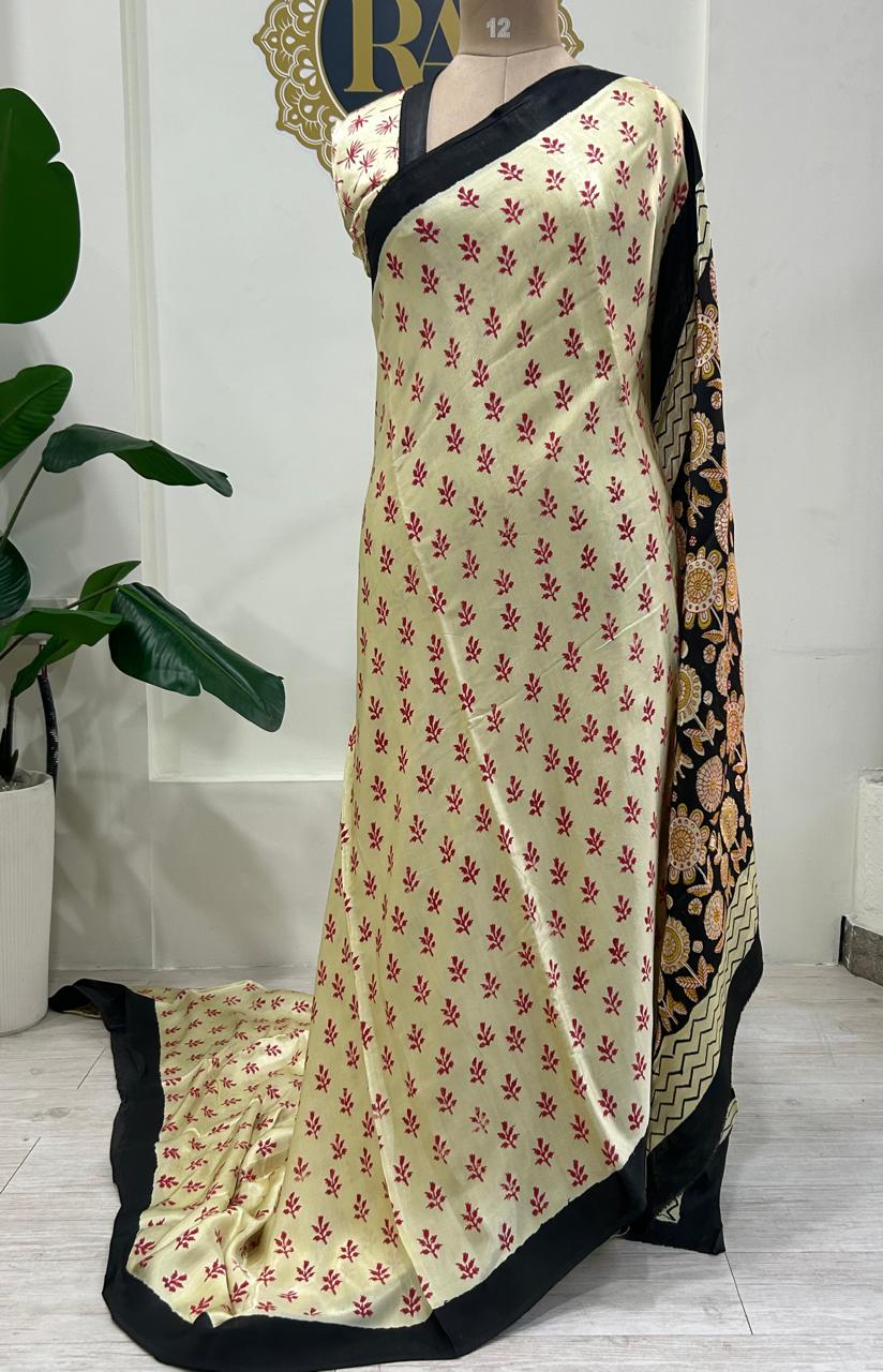 Pastel yellow pure modal-12 saree
