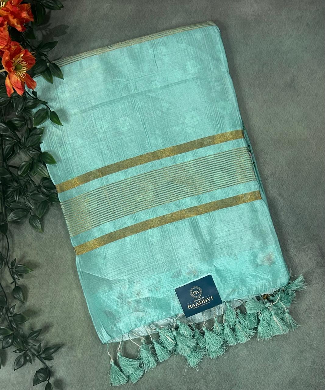 Distemper green digital printed banana silk-12 saree