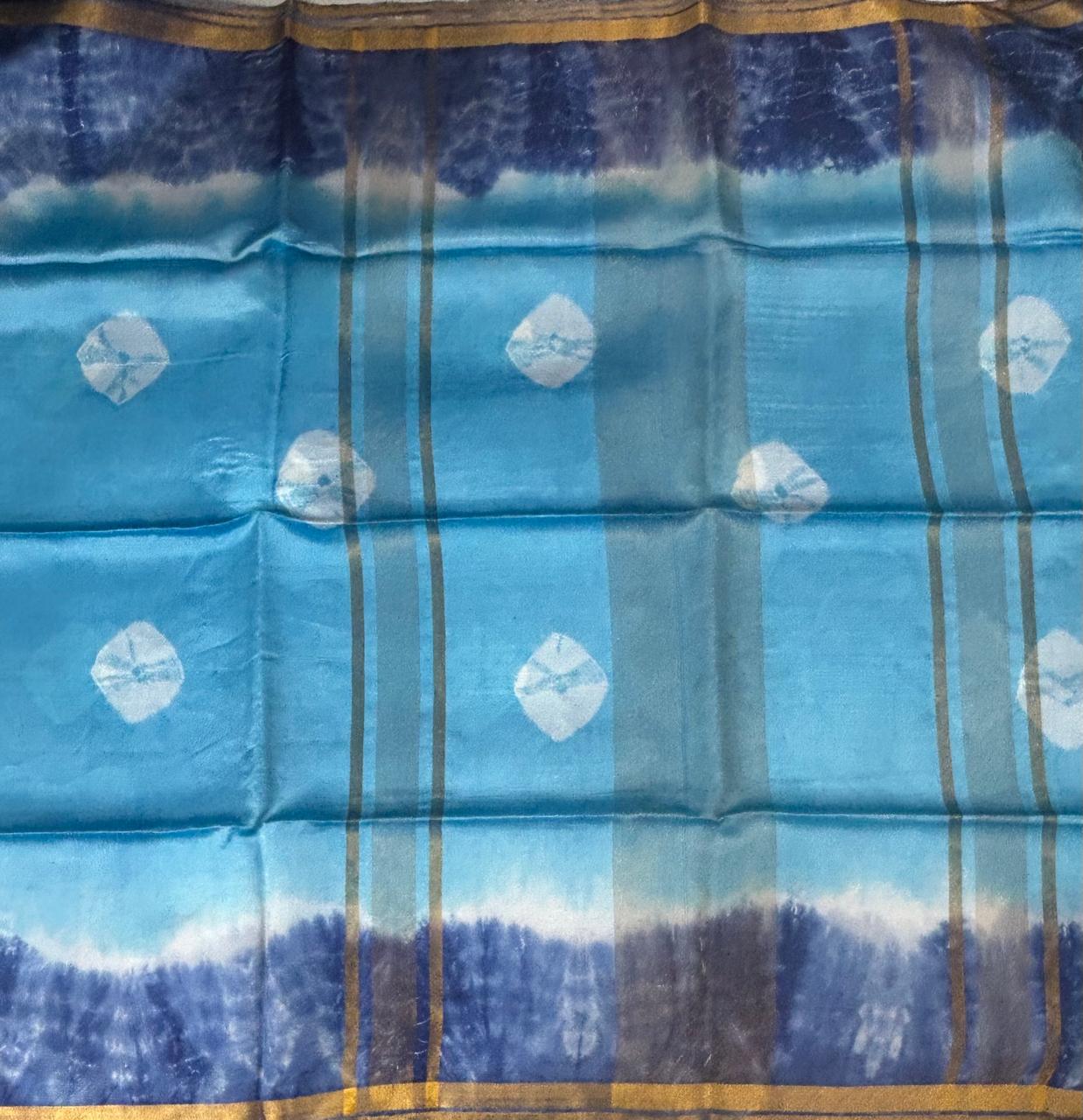 Sky blue n blue banana silk-12 saree