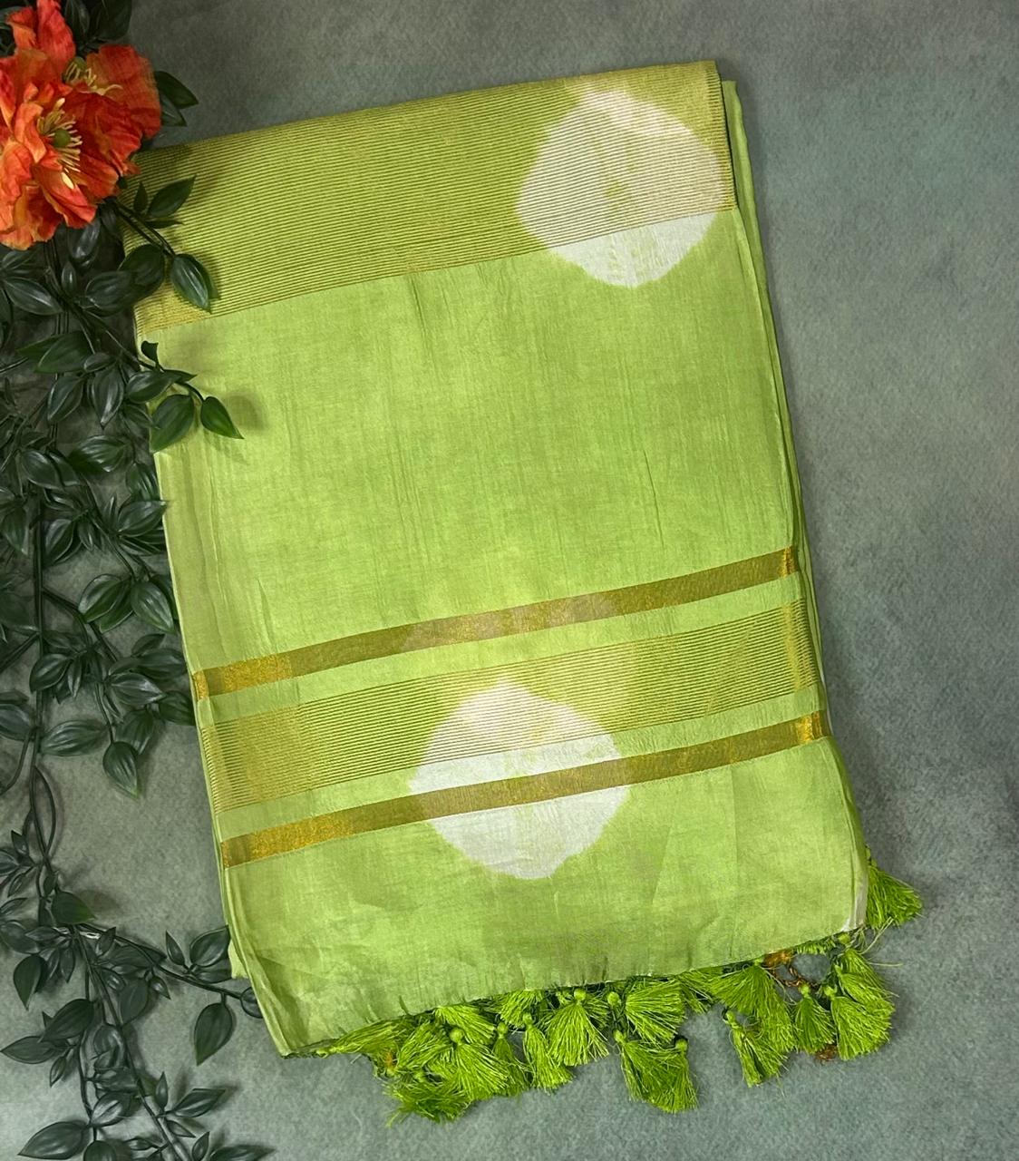 Pista green banana silk-12 saree