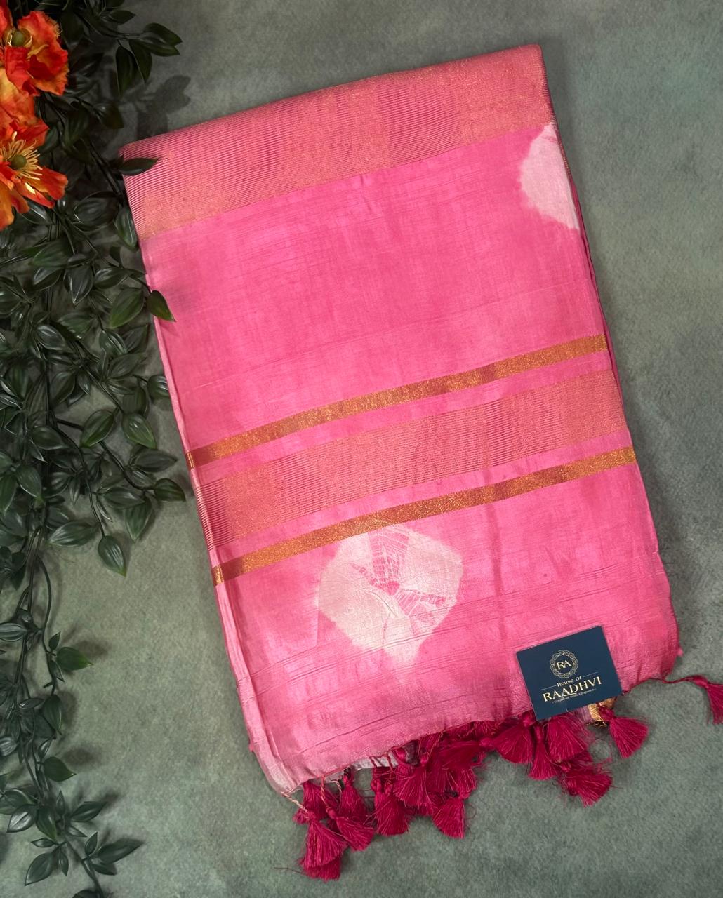 Pink banana silk-12 saree