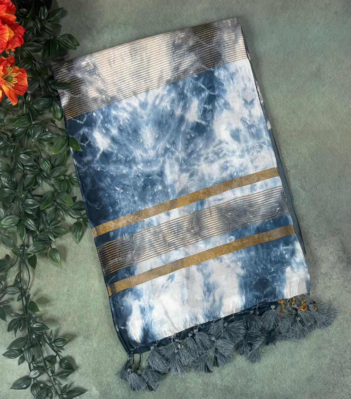 Grey banana silk-12 saree